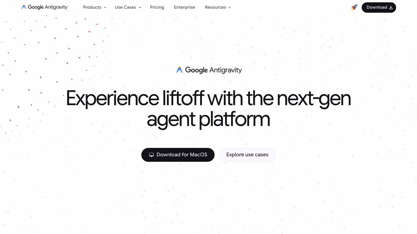 Antigravity homepage