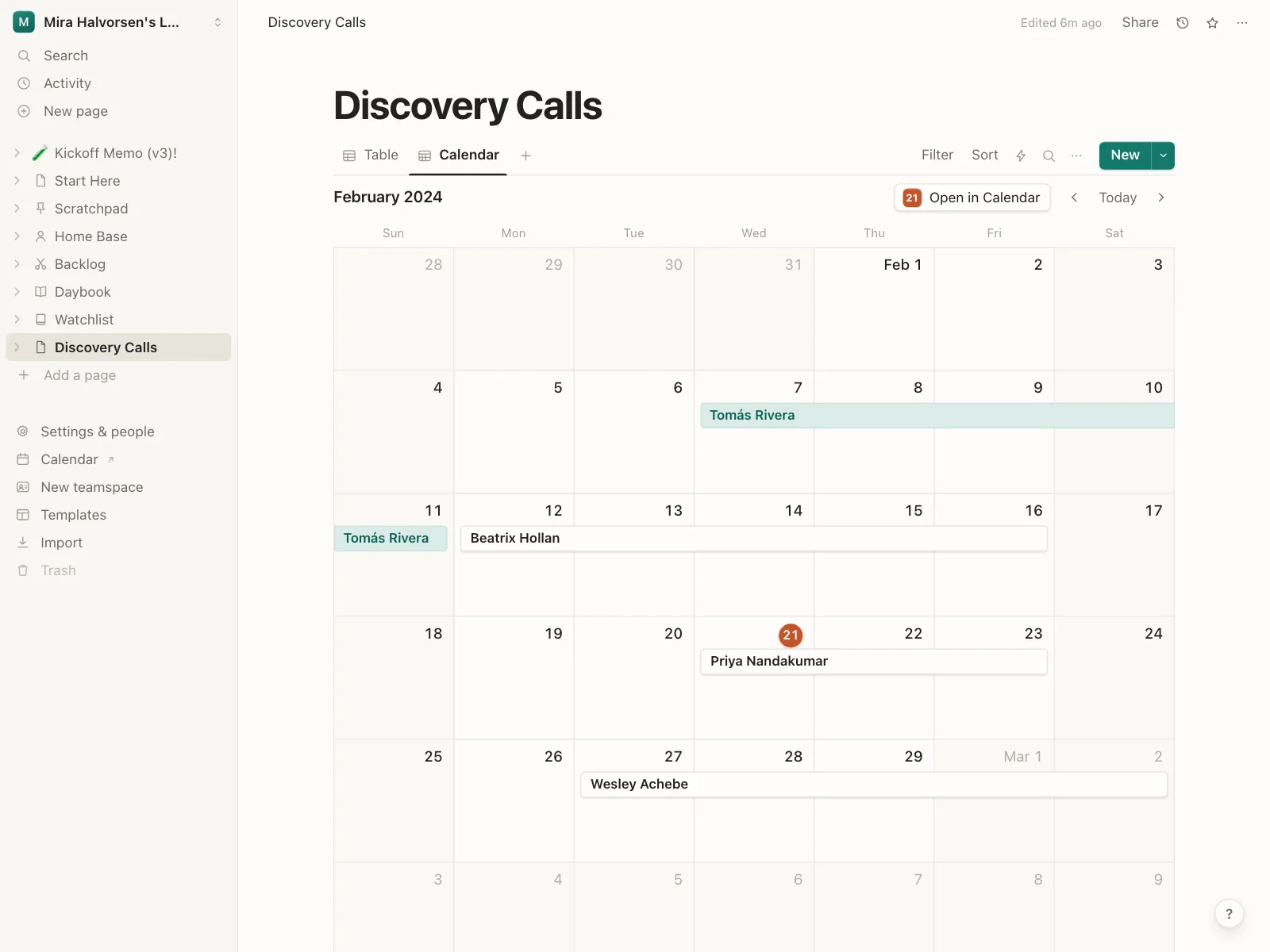 Calendar