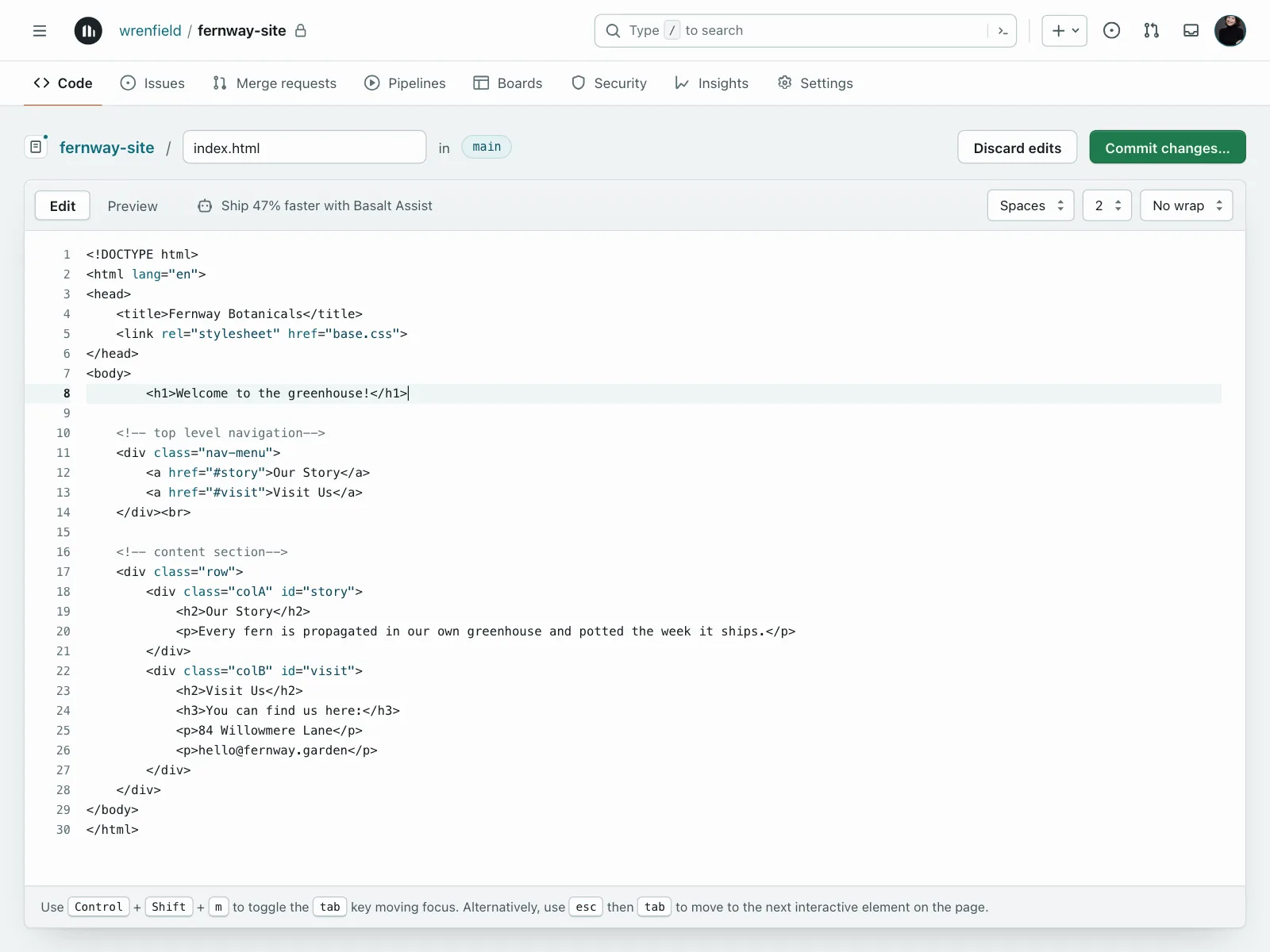 Code editor