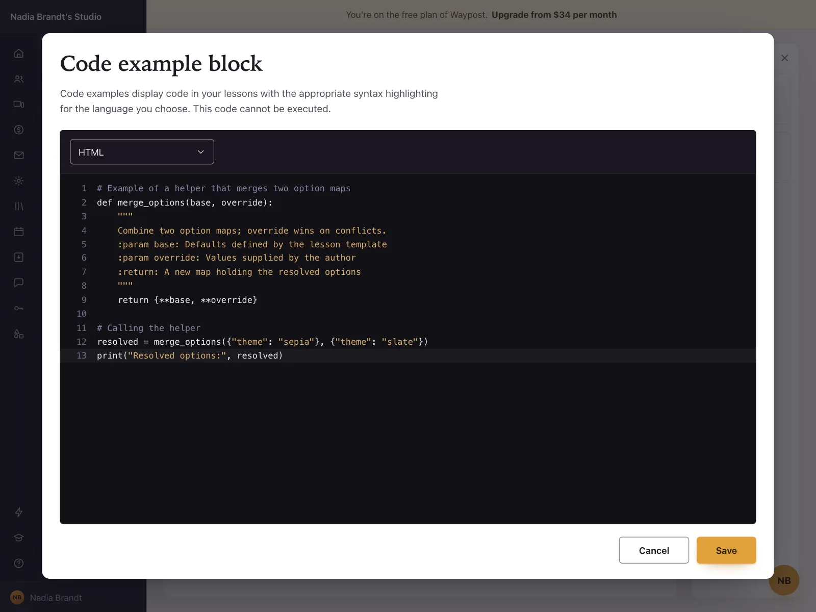 Code editor