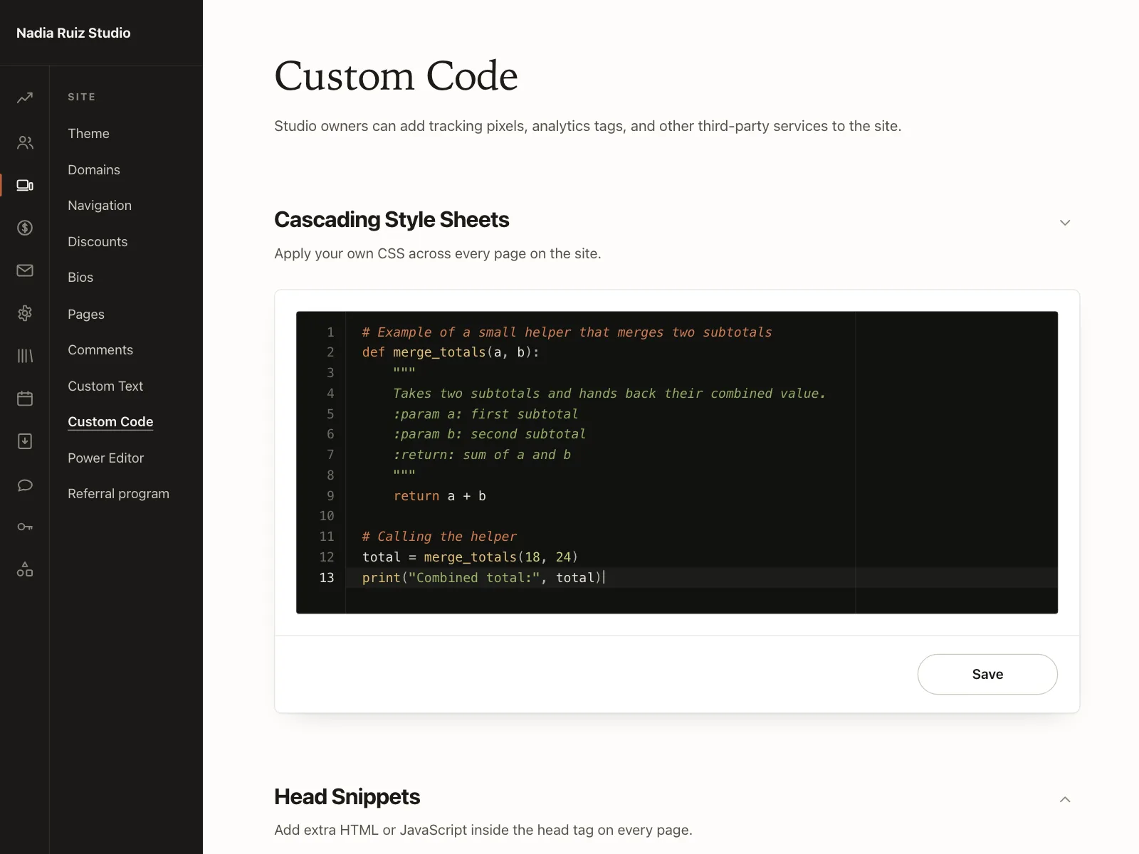 Code editor