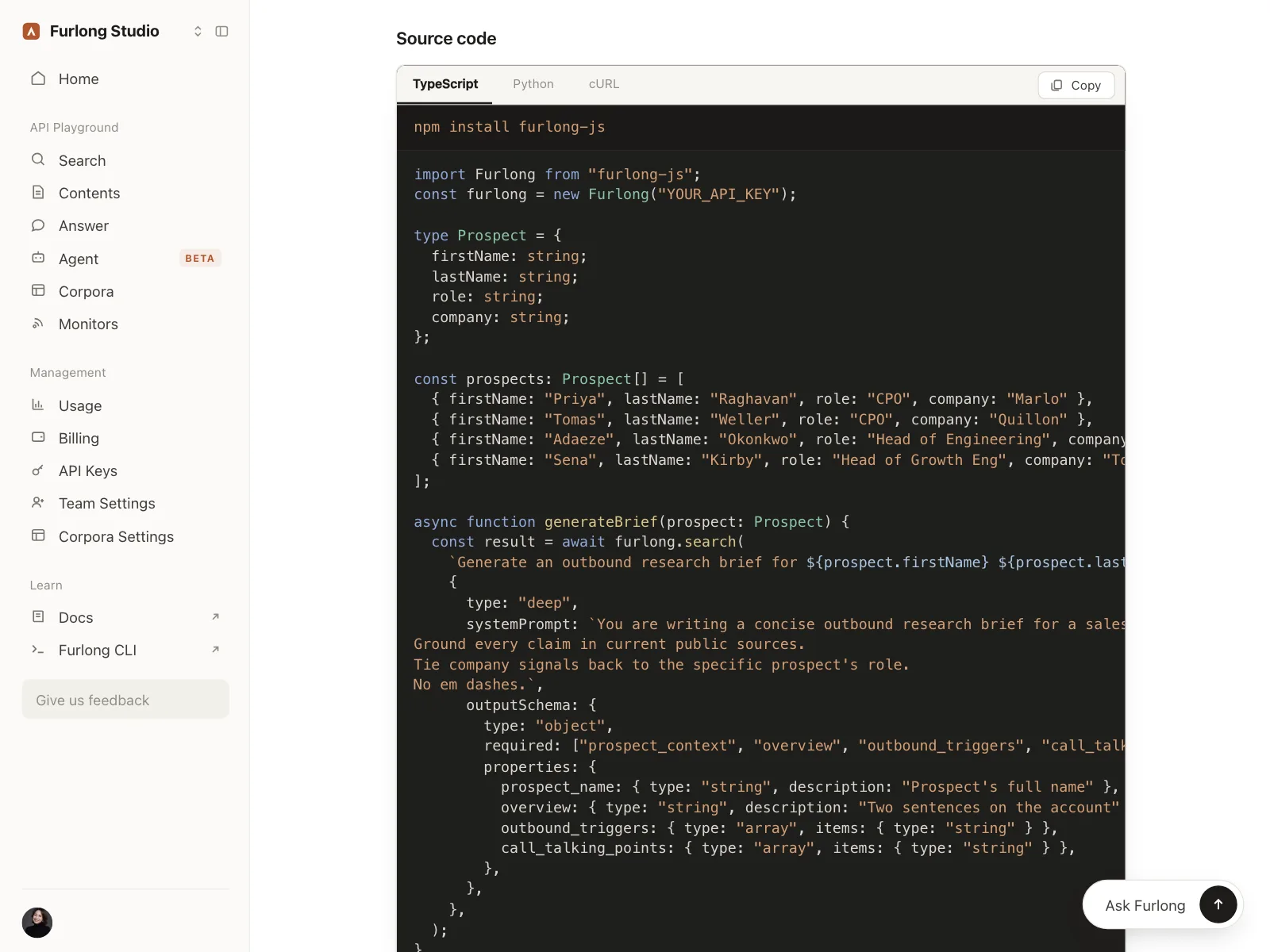 Code snippet