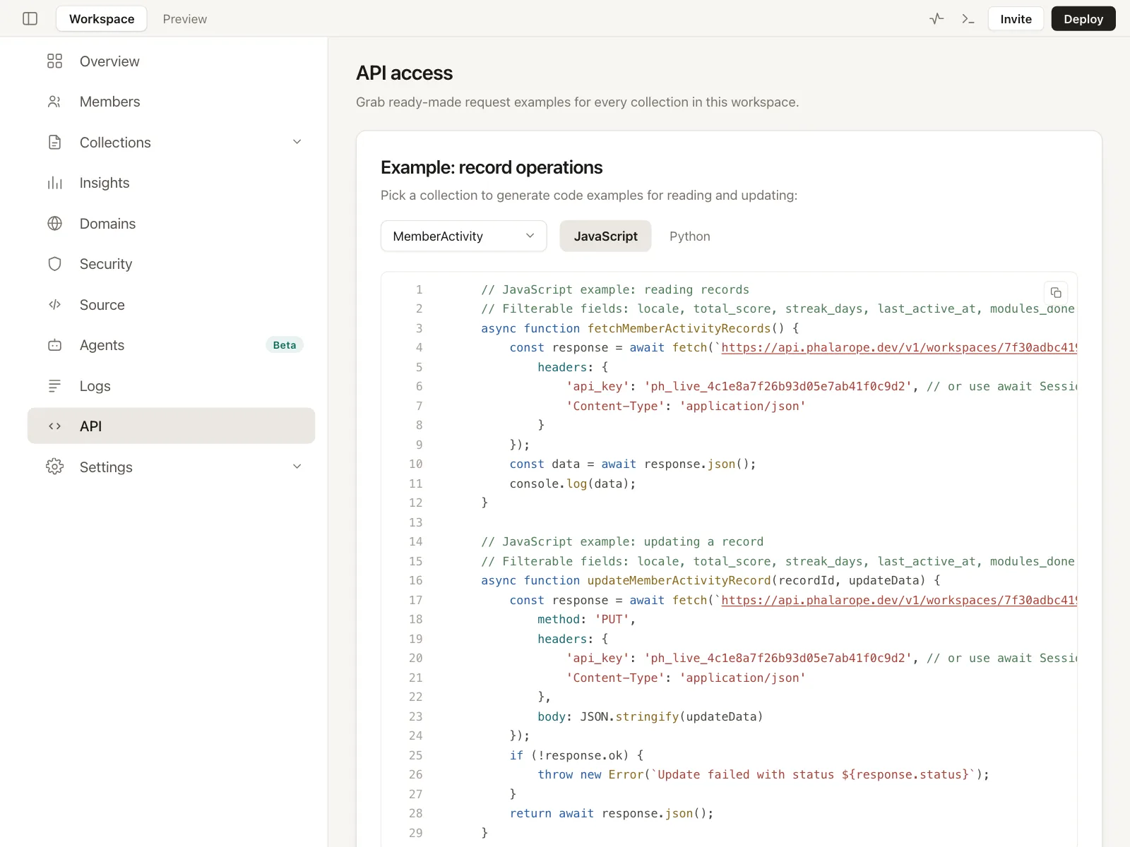 Code snippet