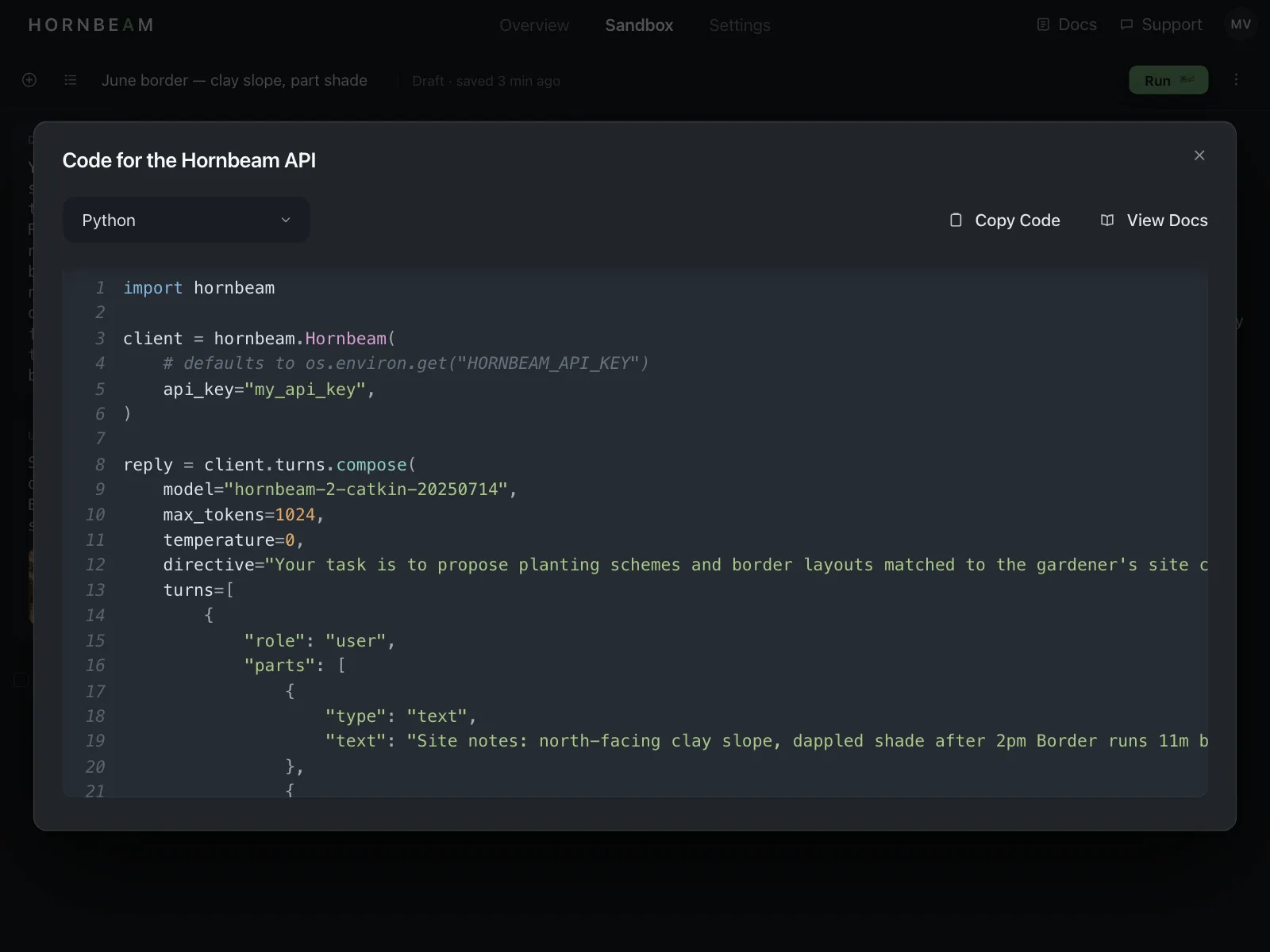 Code snippet