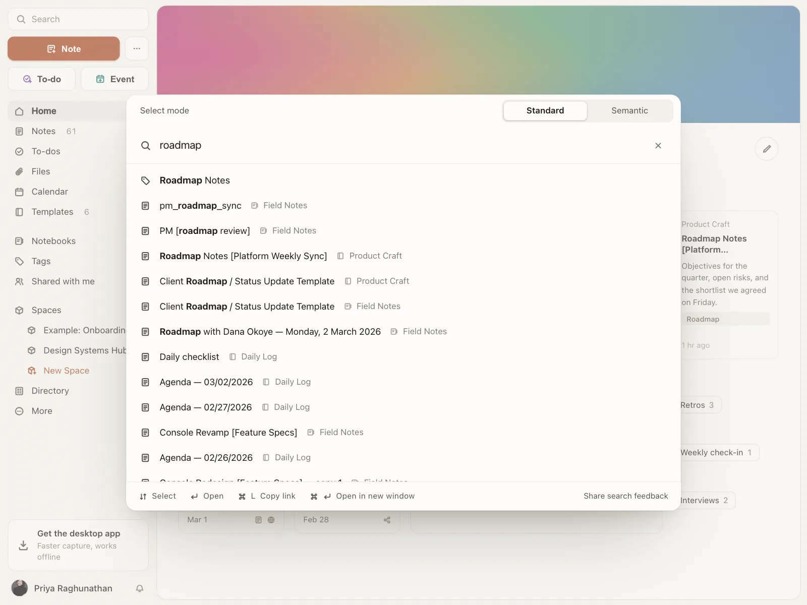 Command palette