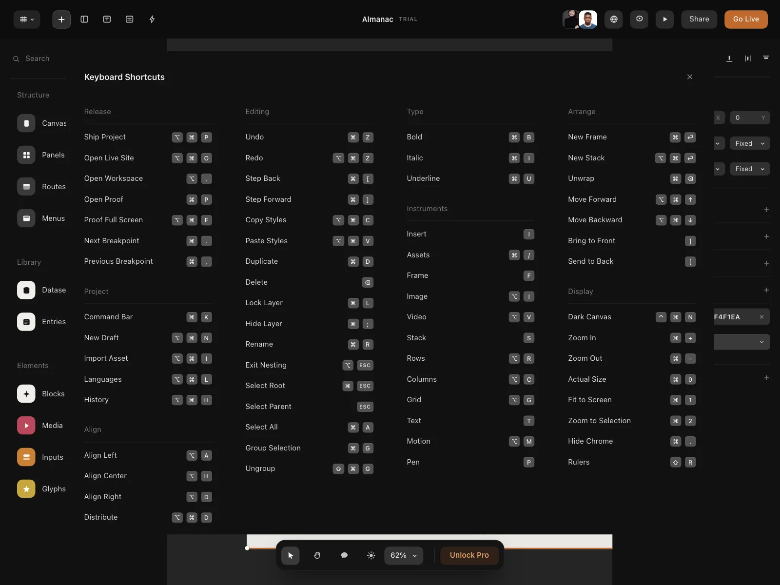 Command palette
