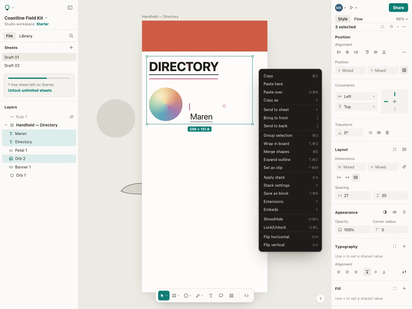 Context menu