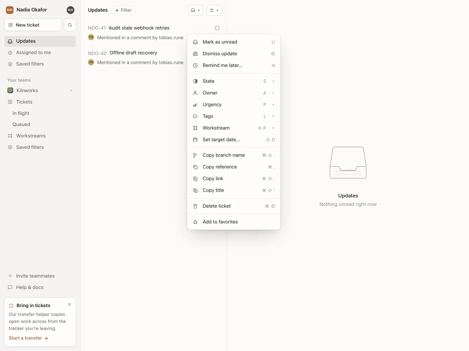 Context menu