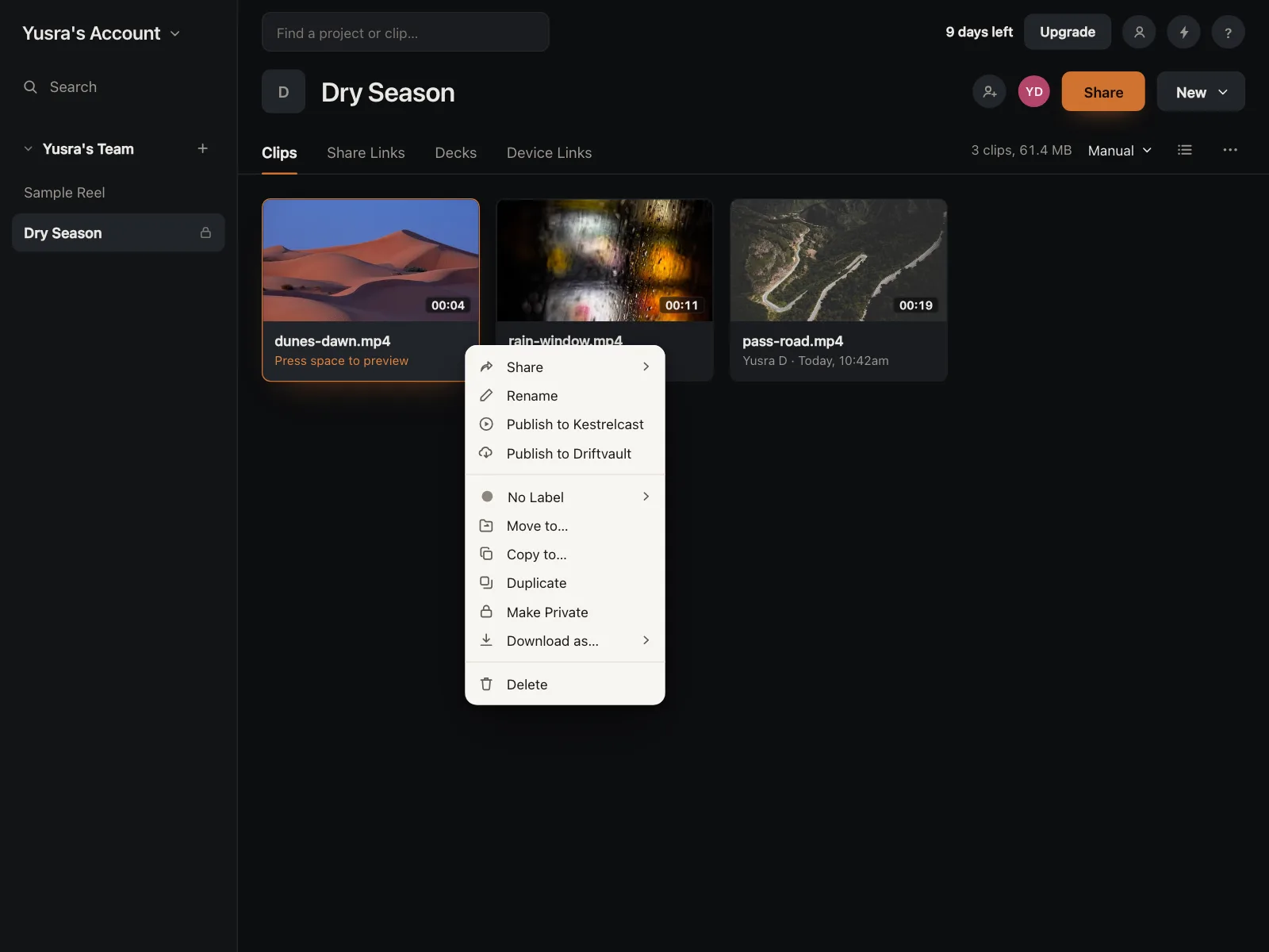 Context menu