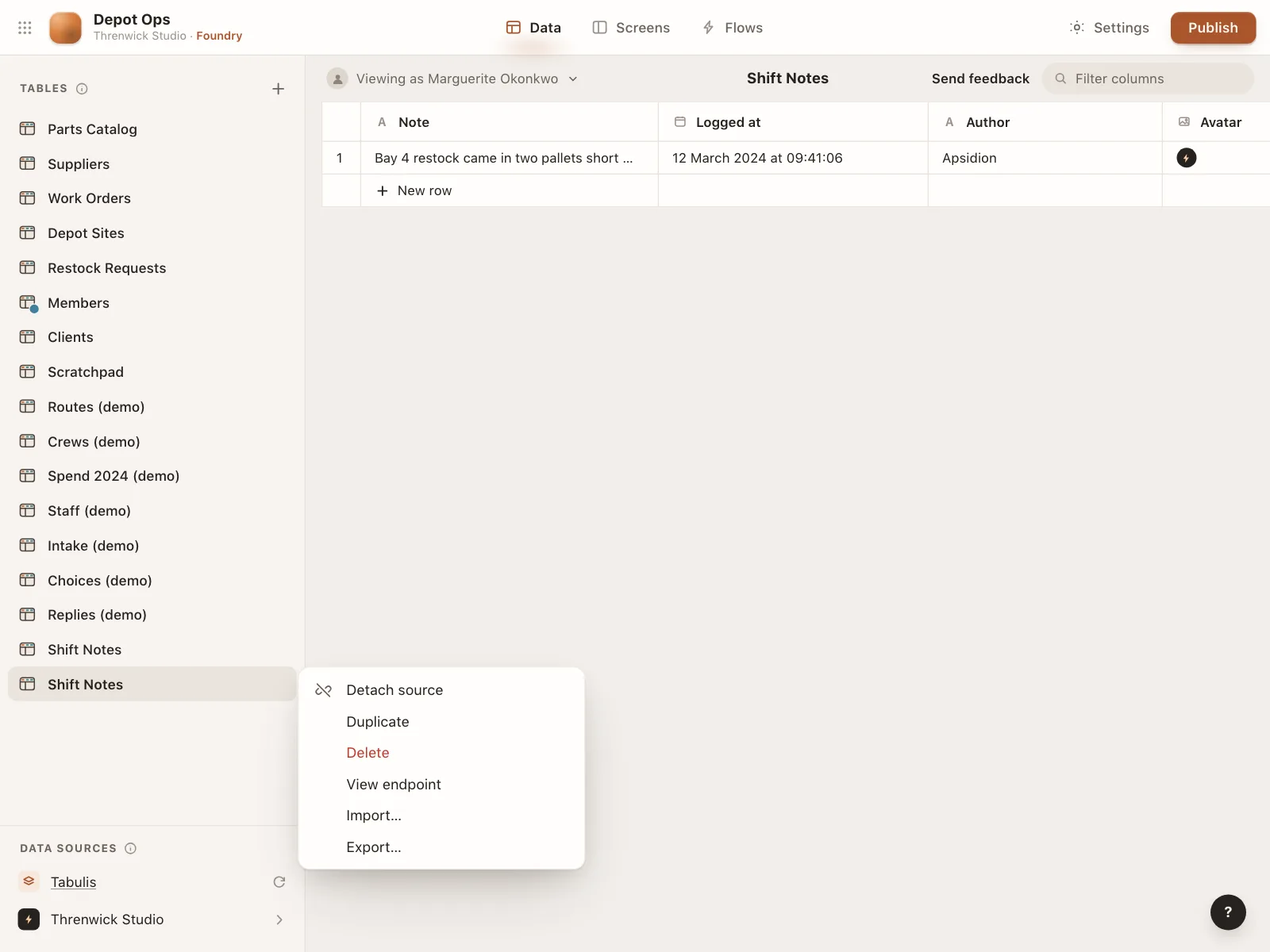 Context menu