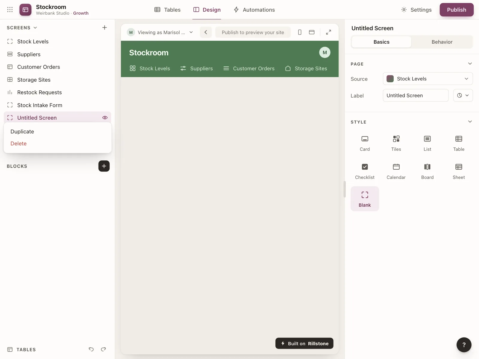Context menu