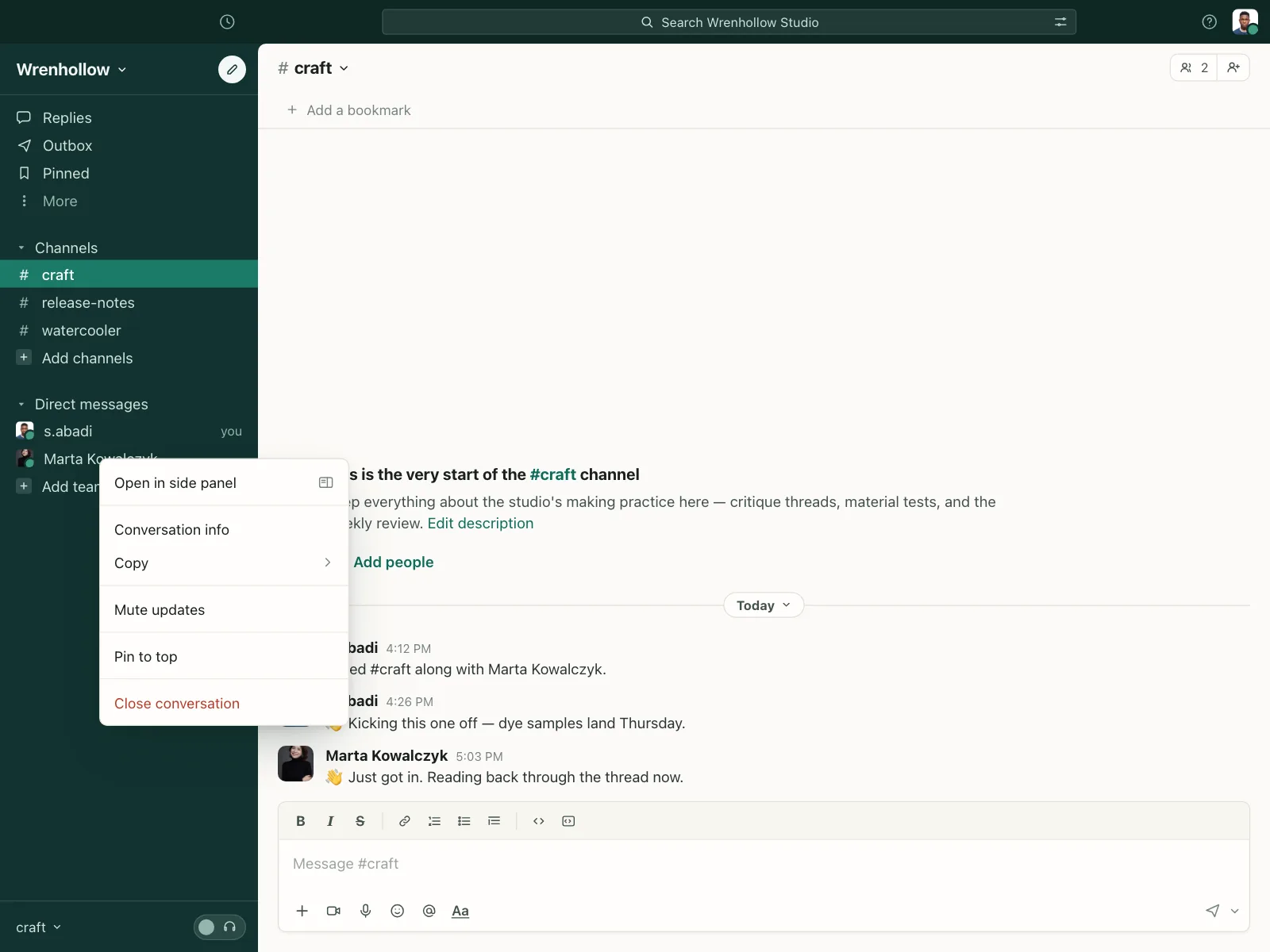Context menu