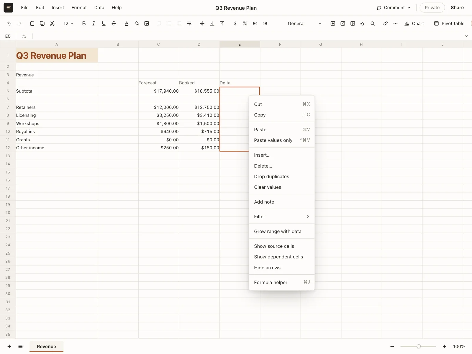 Context menu