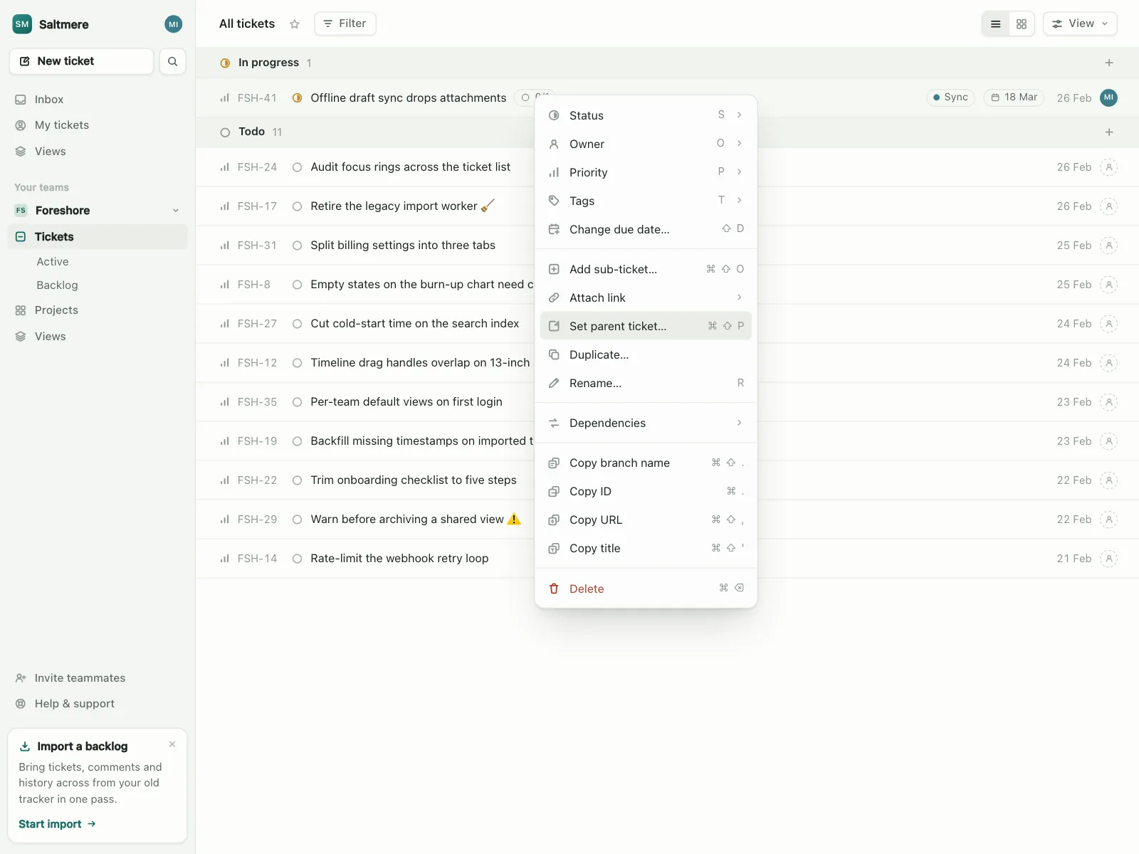 Context menu