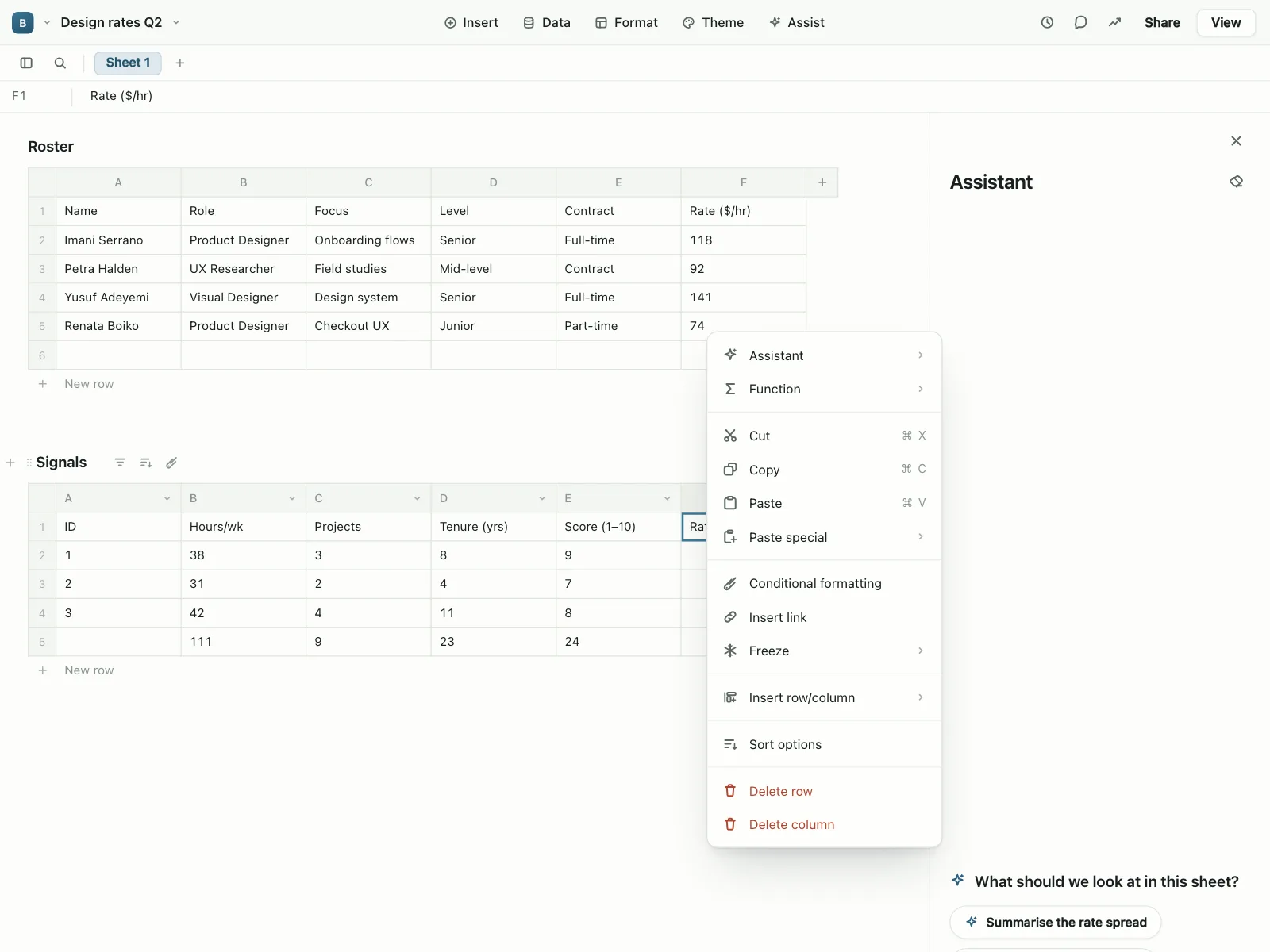 Context menu