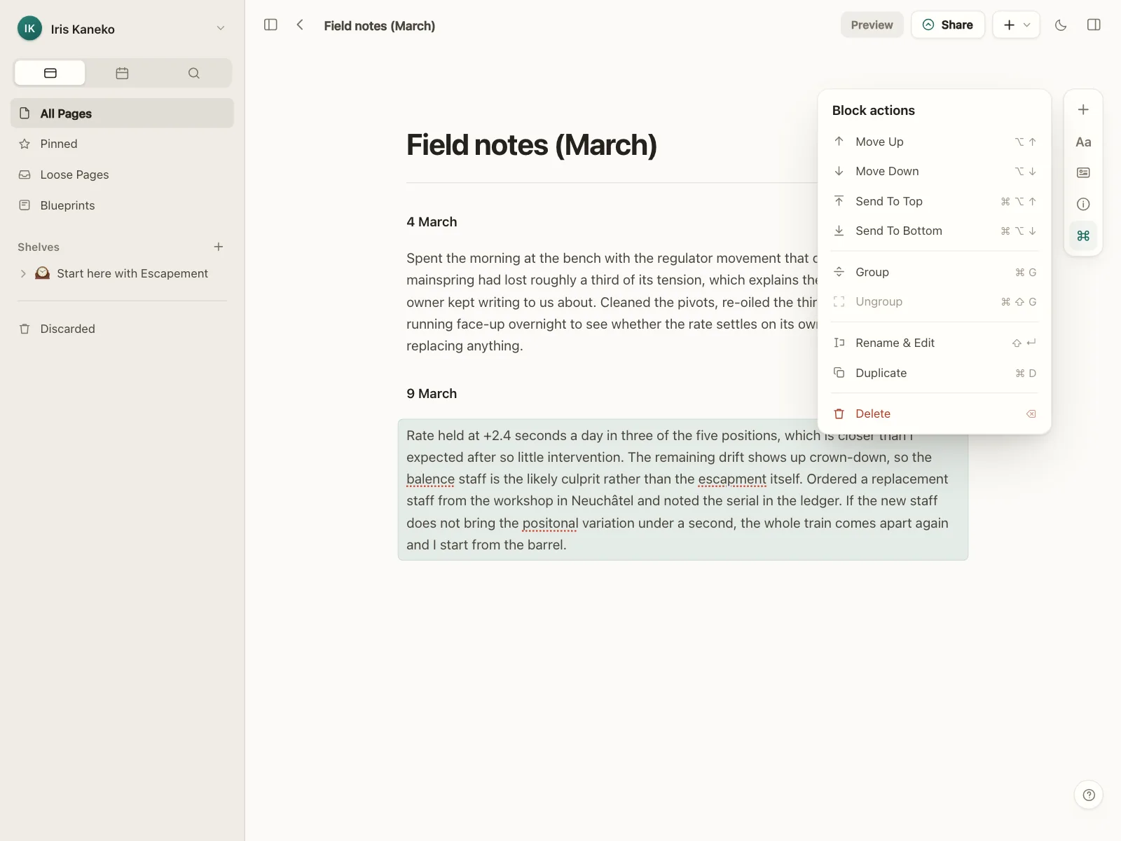 Context menu