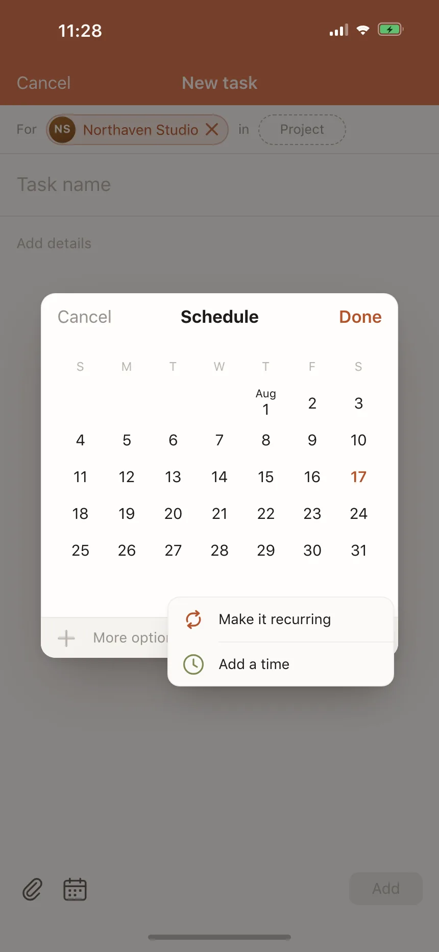 Dropdown menu