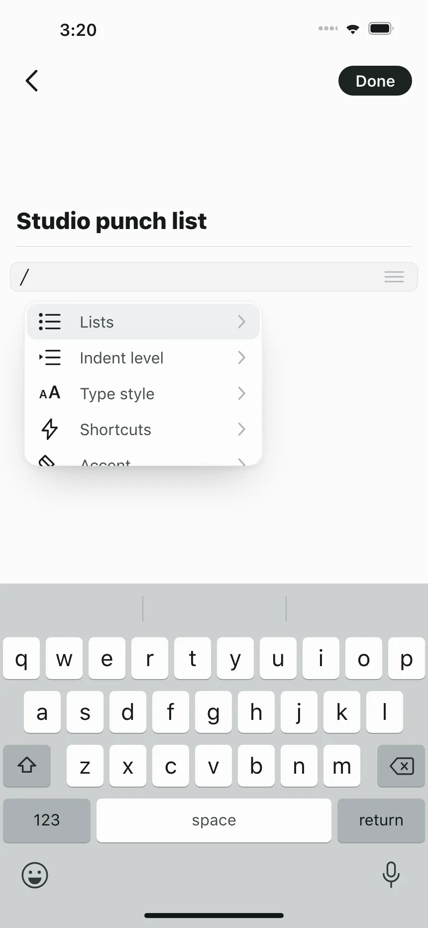 Dropdown menu