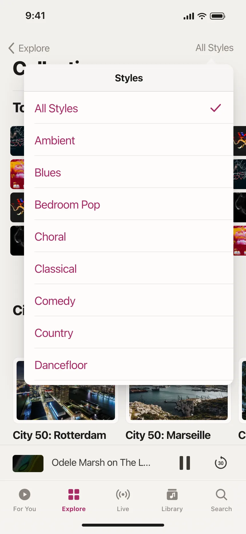Dropdown menu