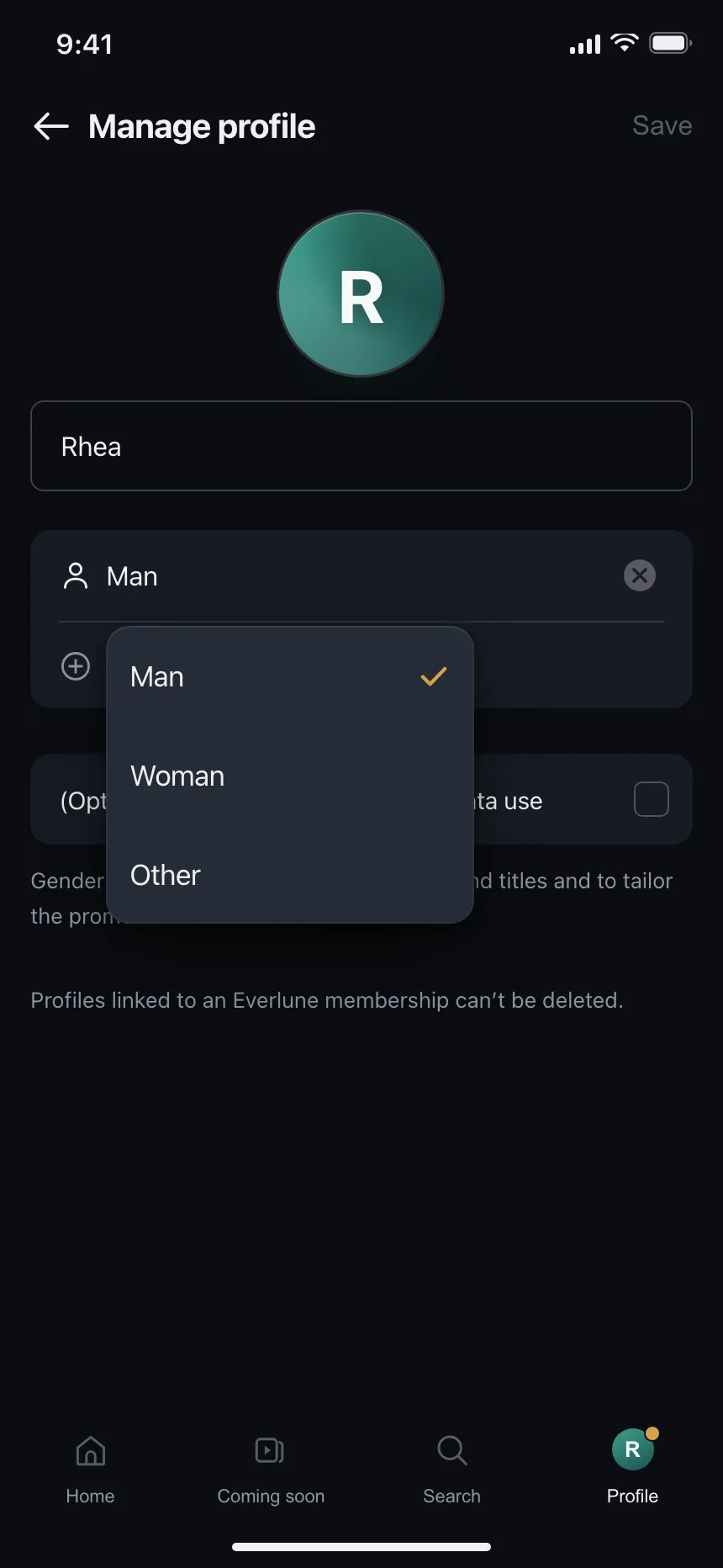 Dropdown menu