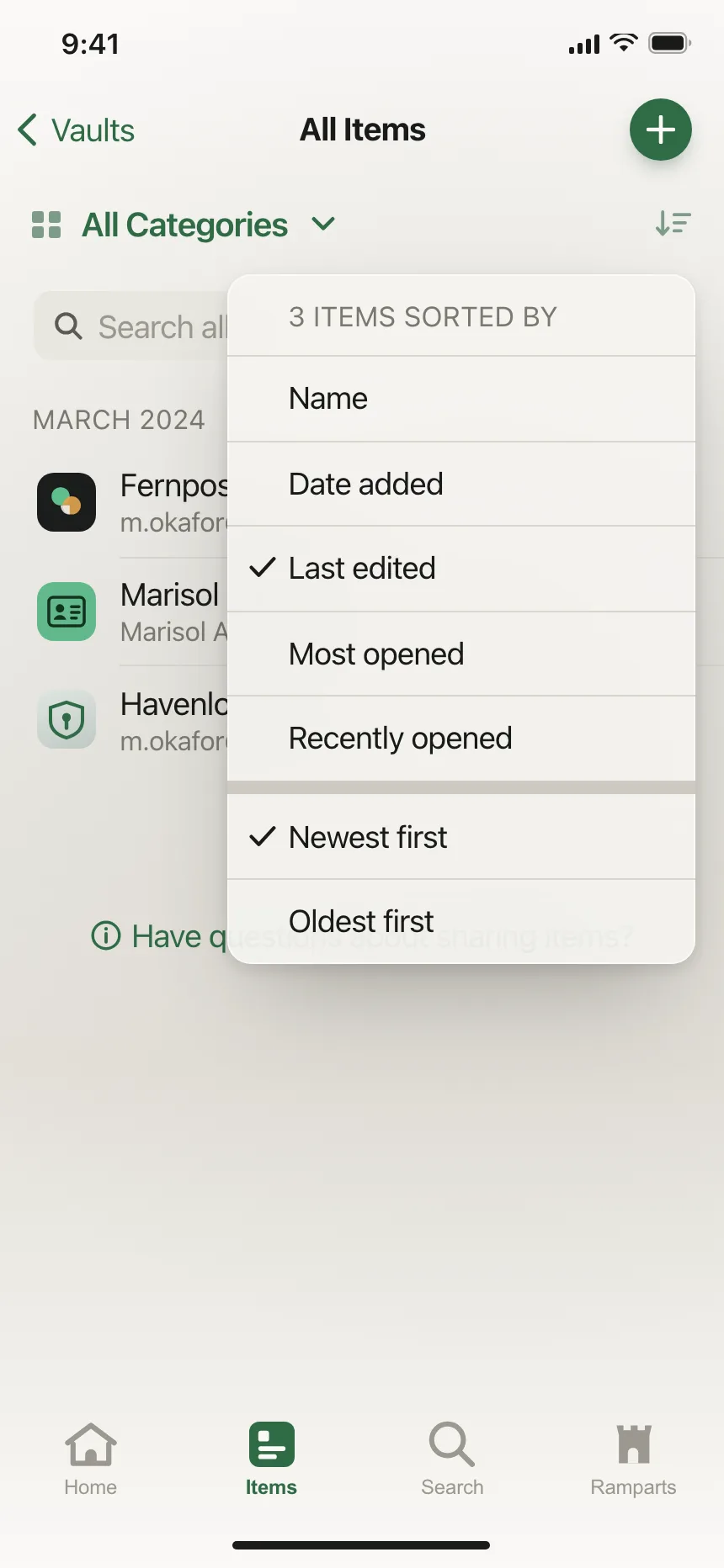 Dropdown menu