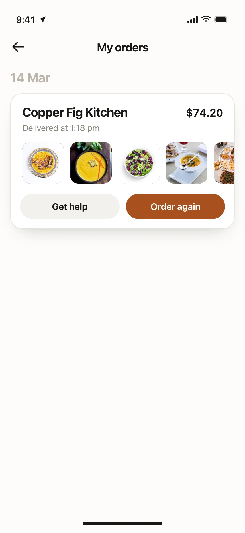 Order history