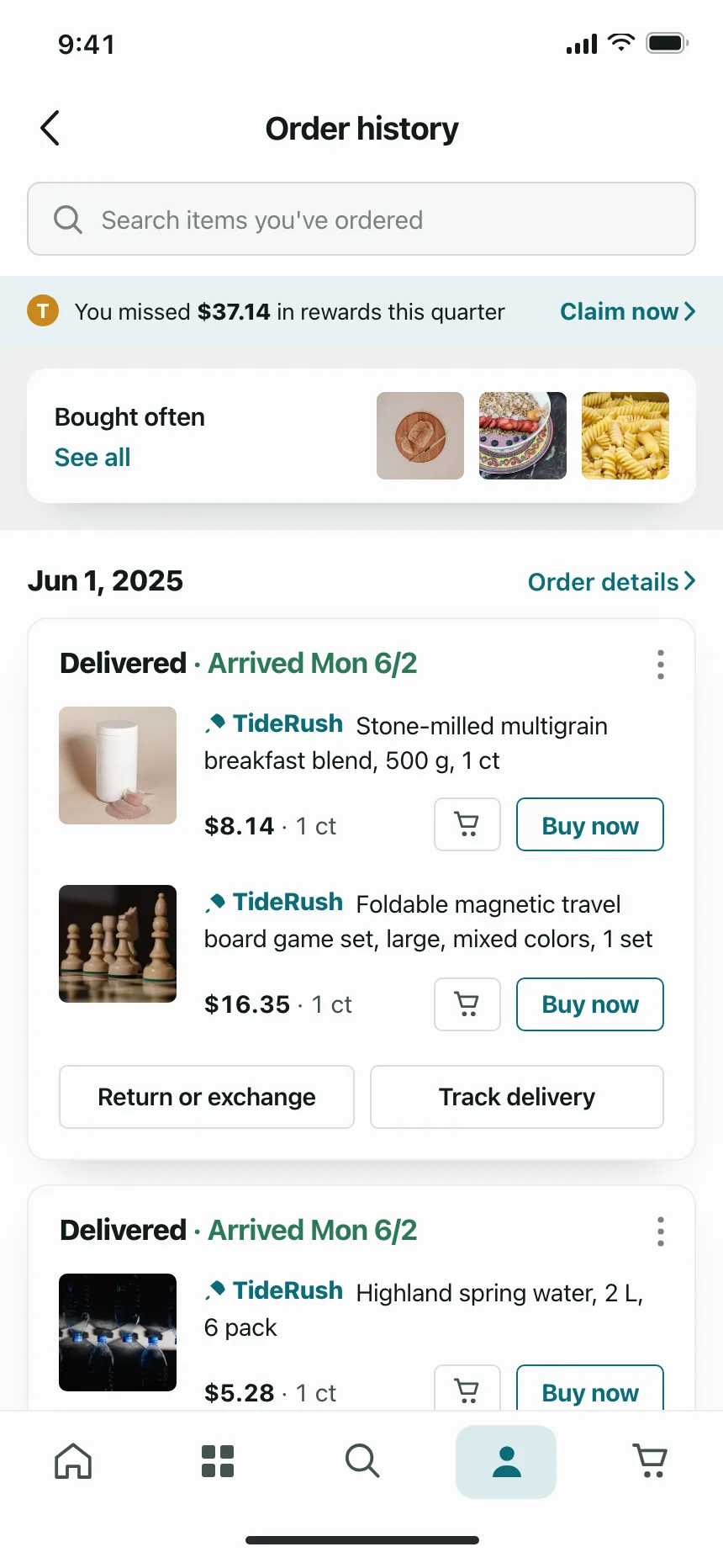 Order history