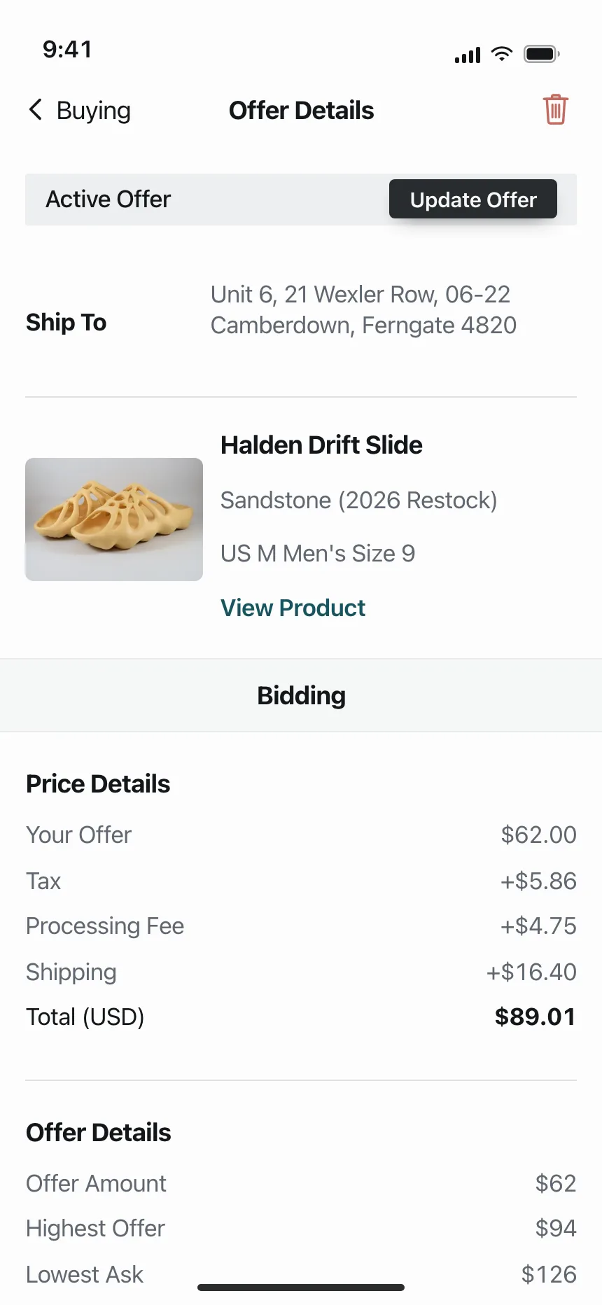 Order history