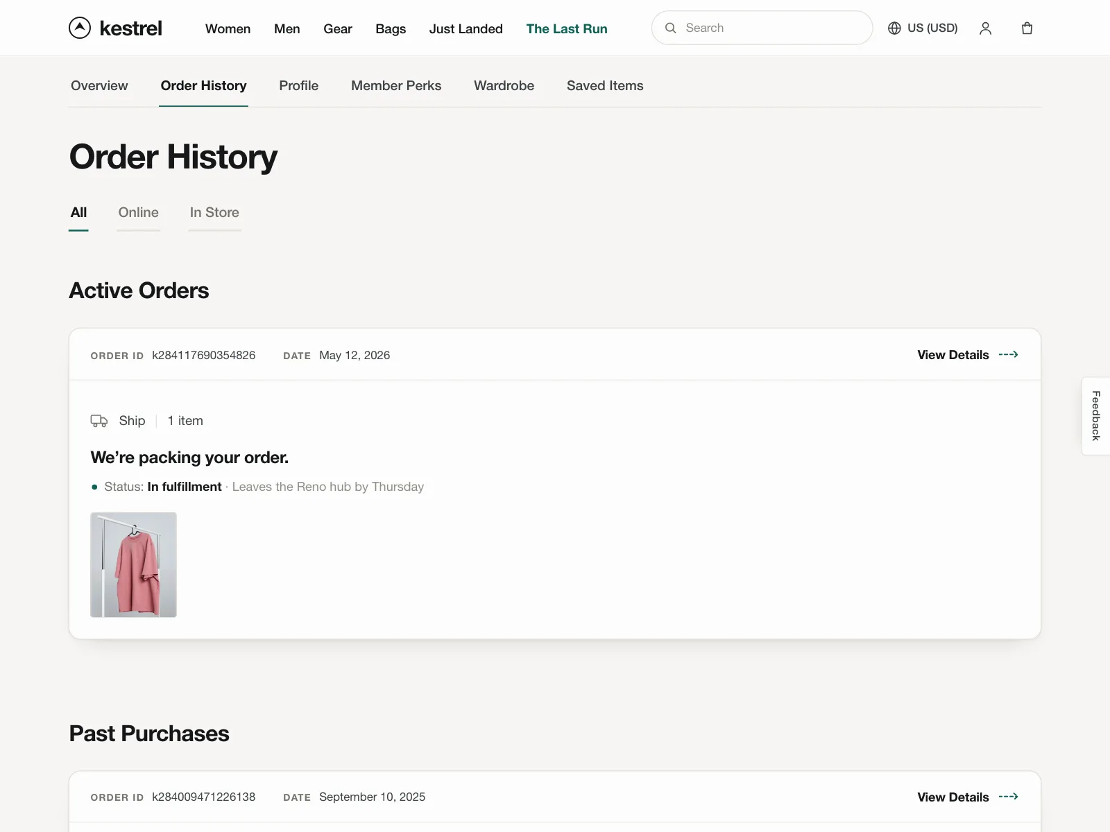 Order history