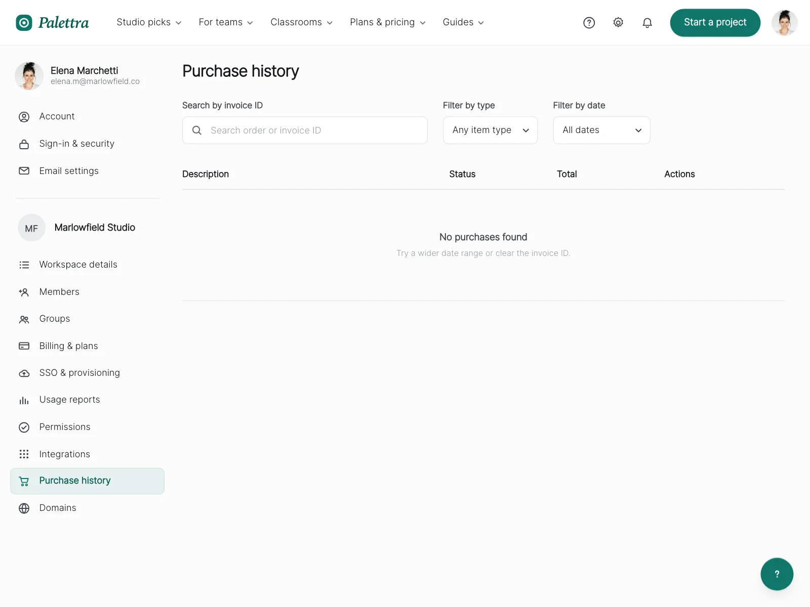 Order history