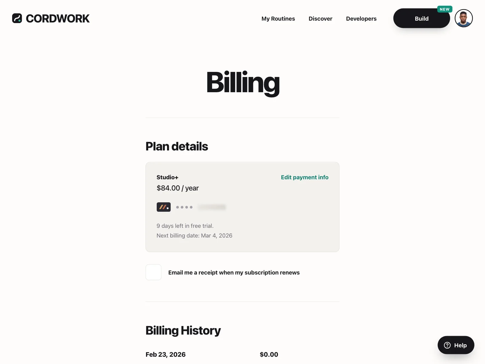 Order history