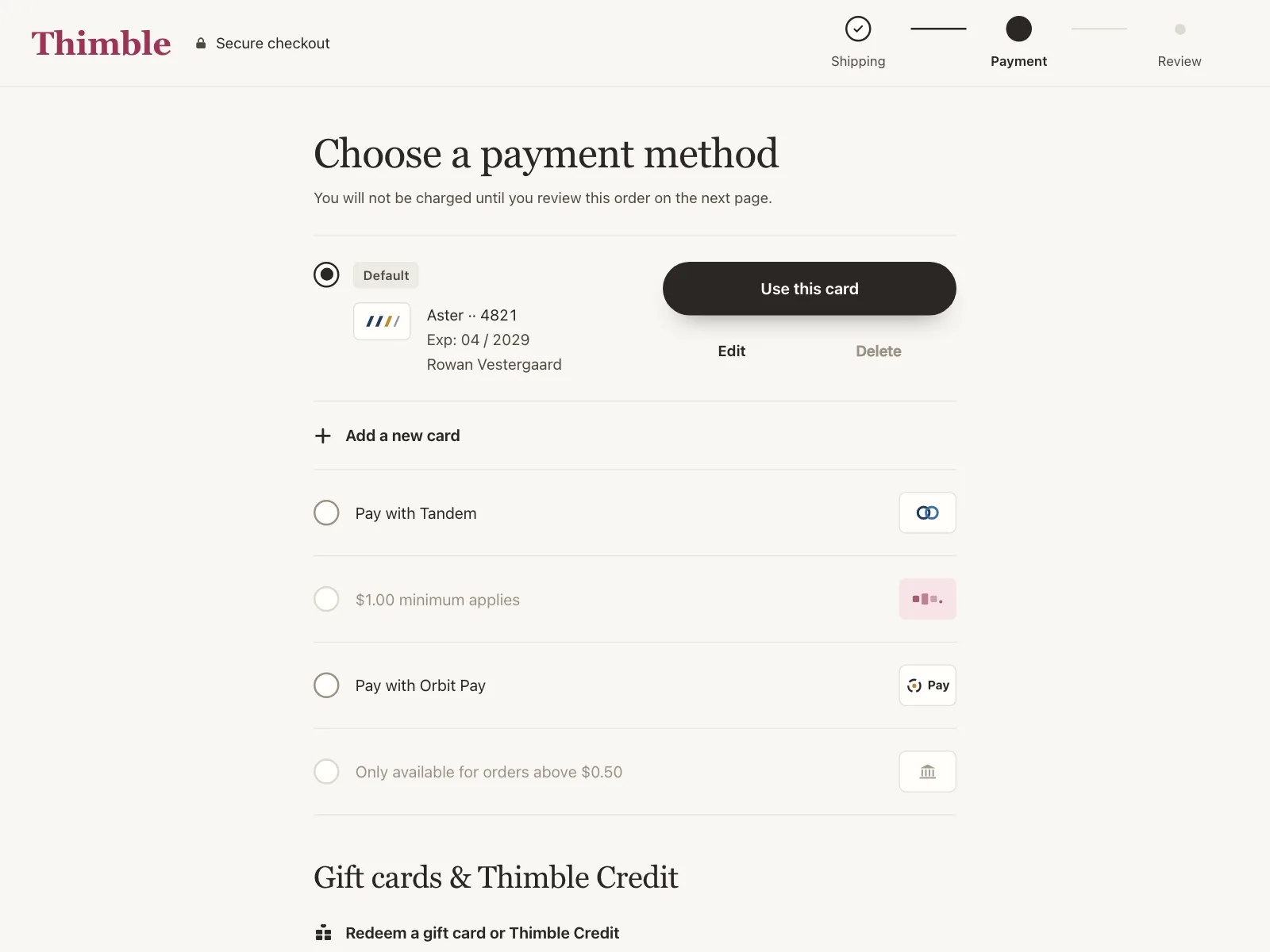 Payment Method