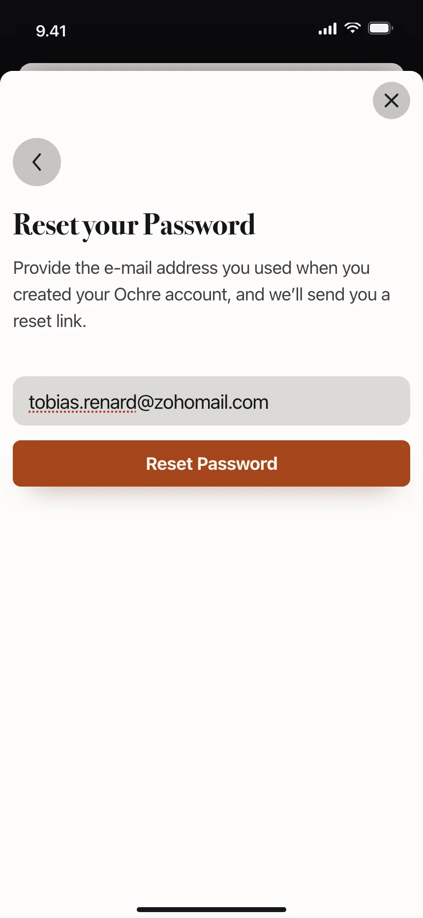 Reset password