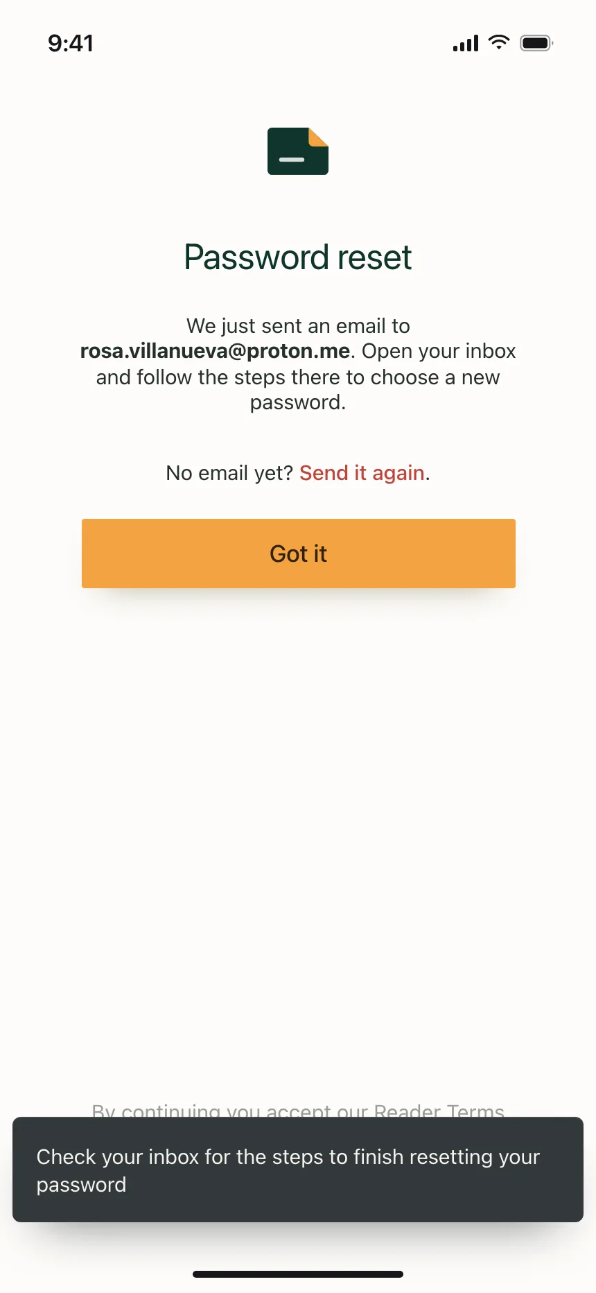 Reset password