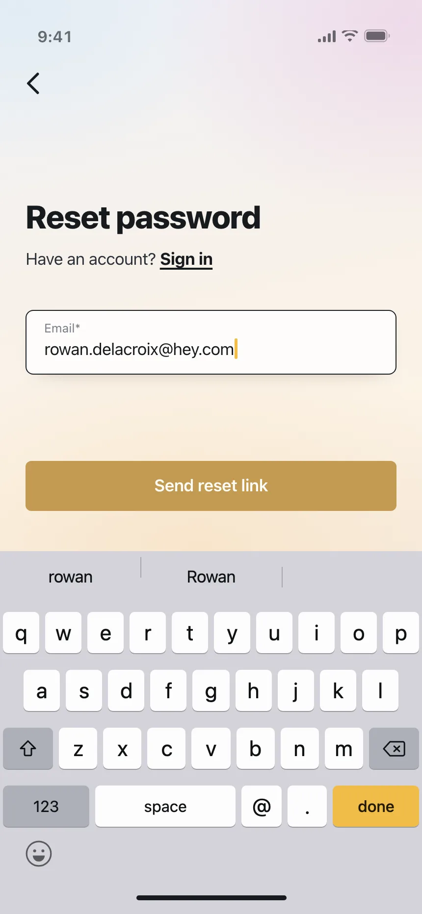 Reset password