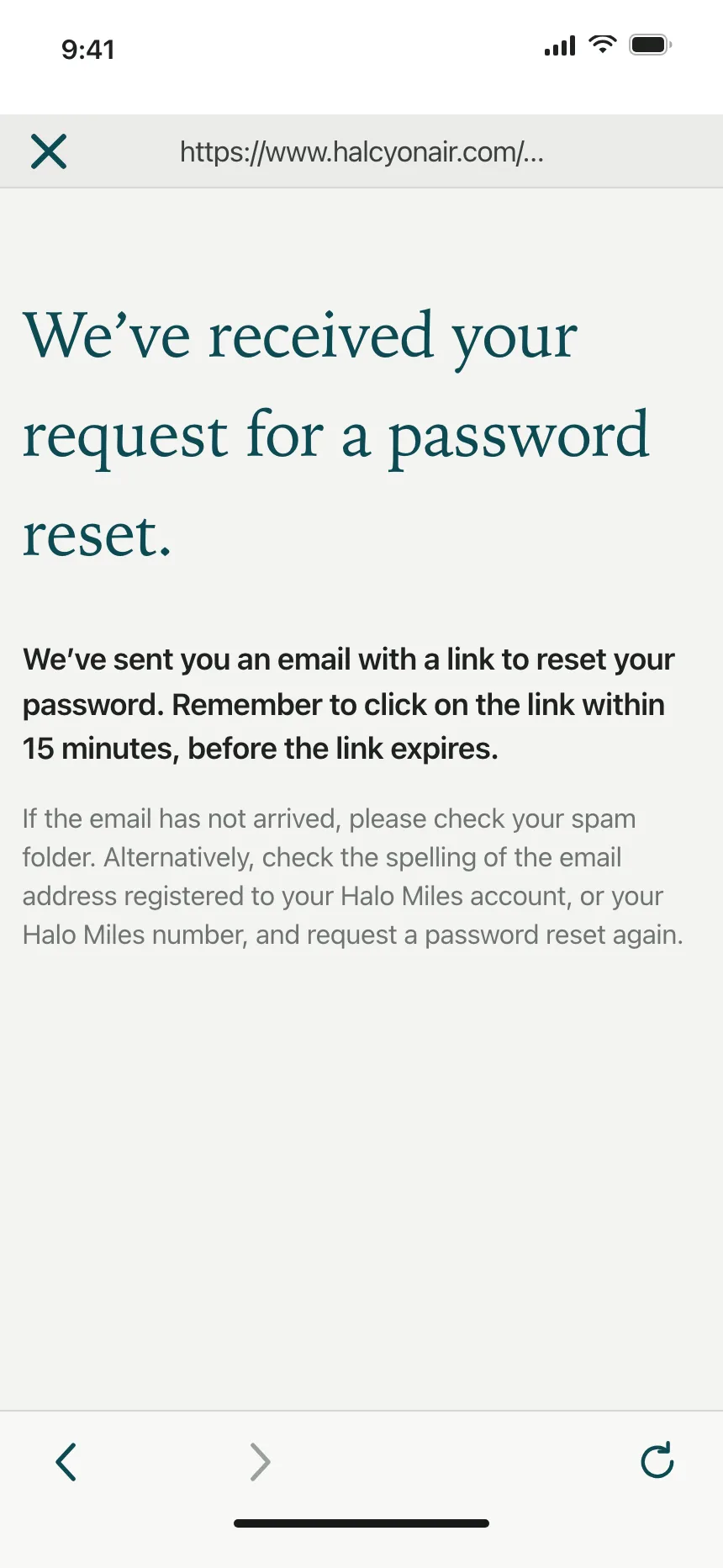 Reset password