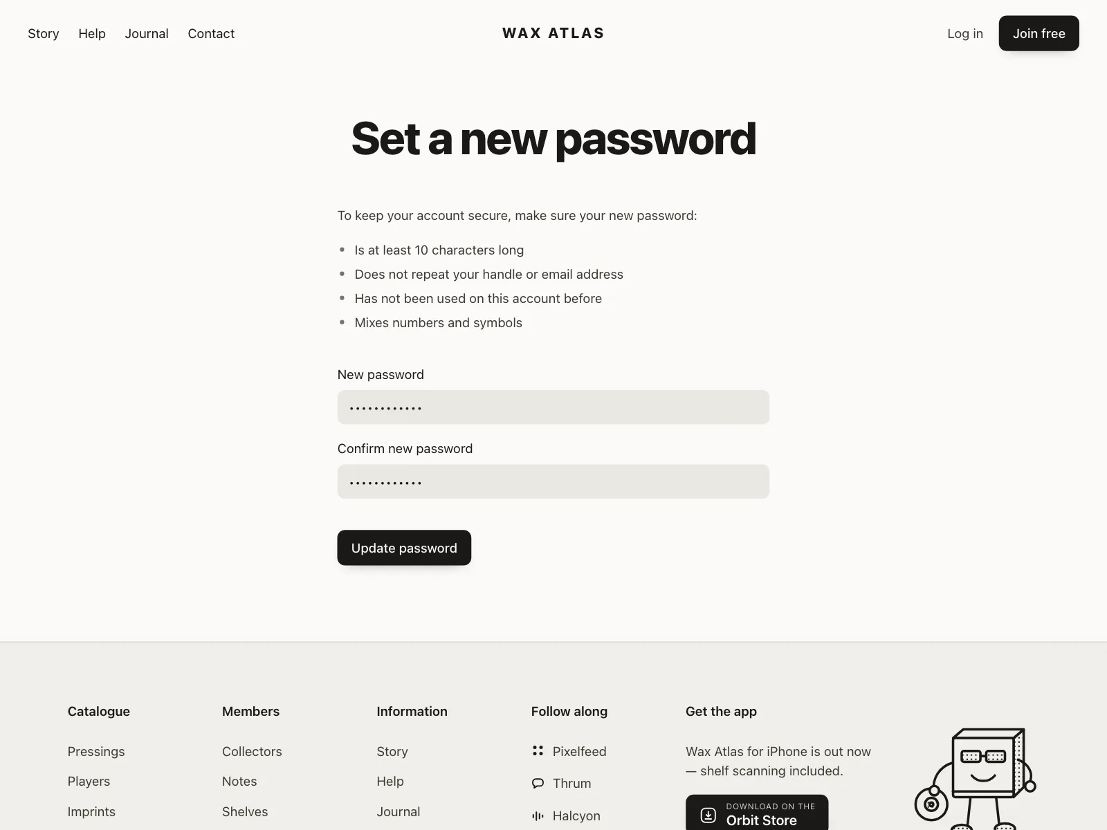 Reset password