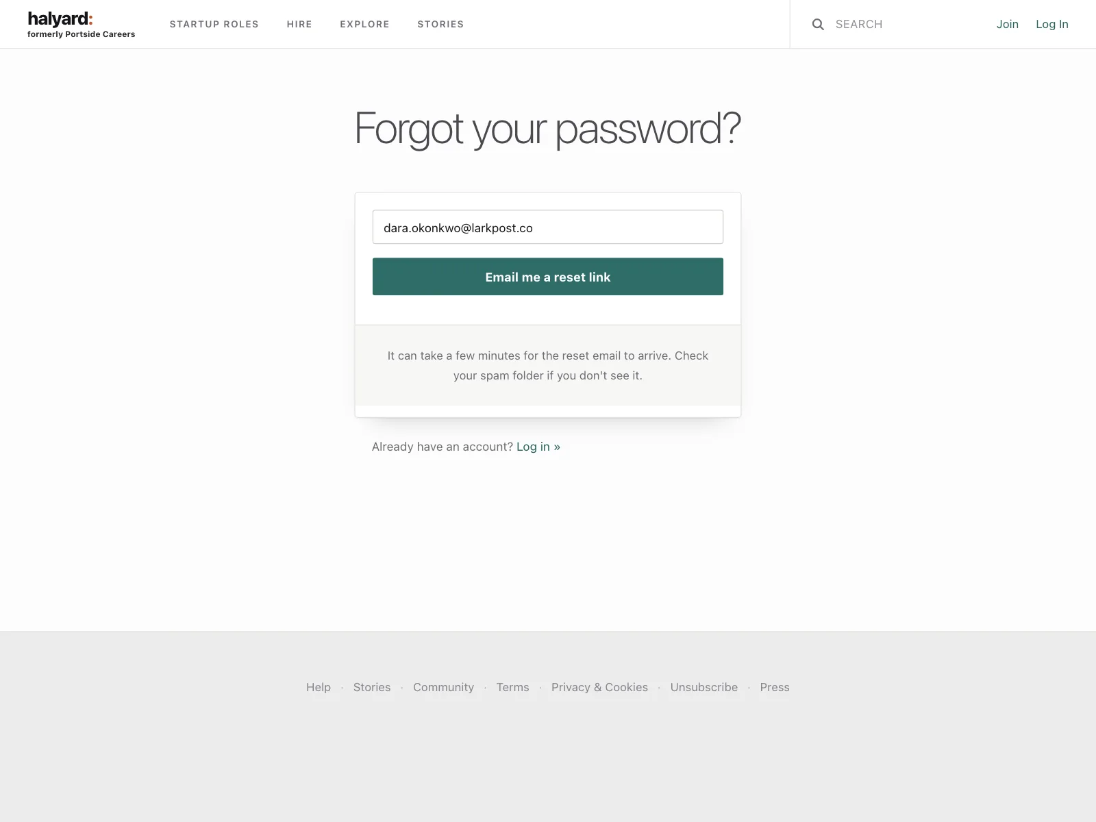 Reset password