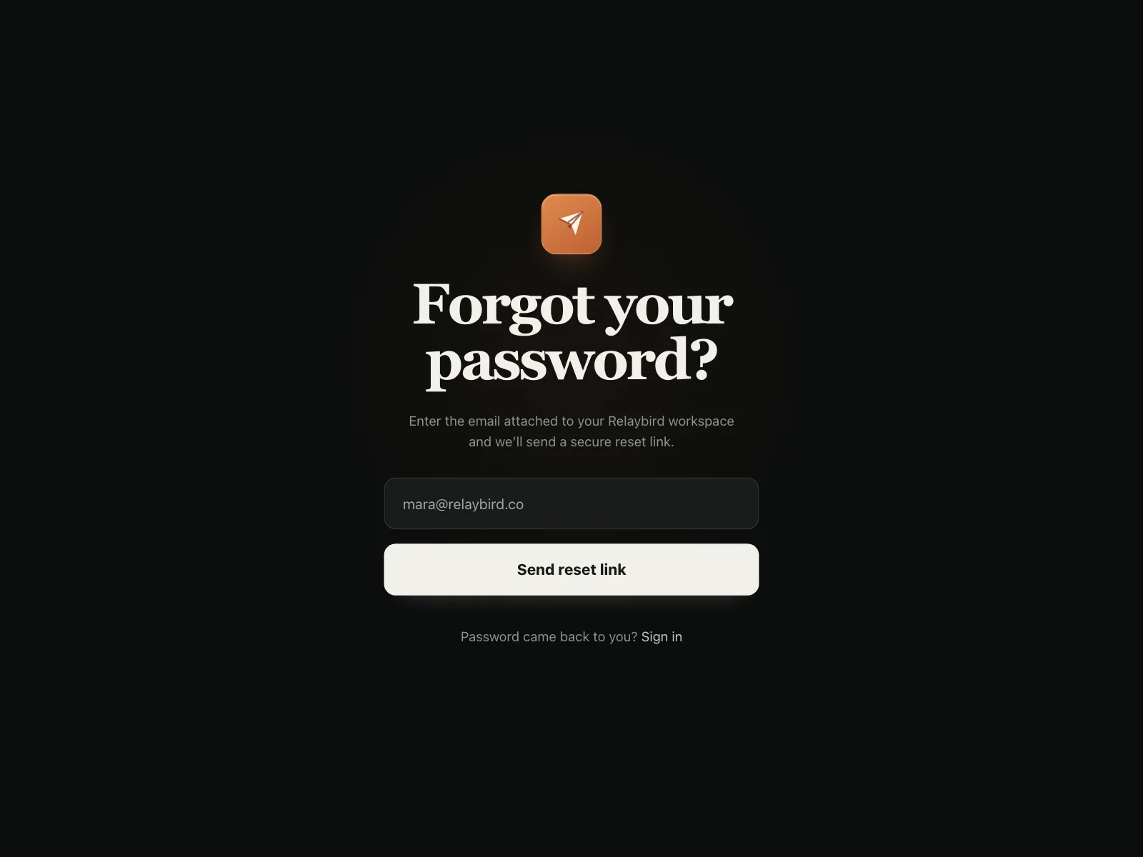 Reset password