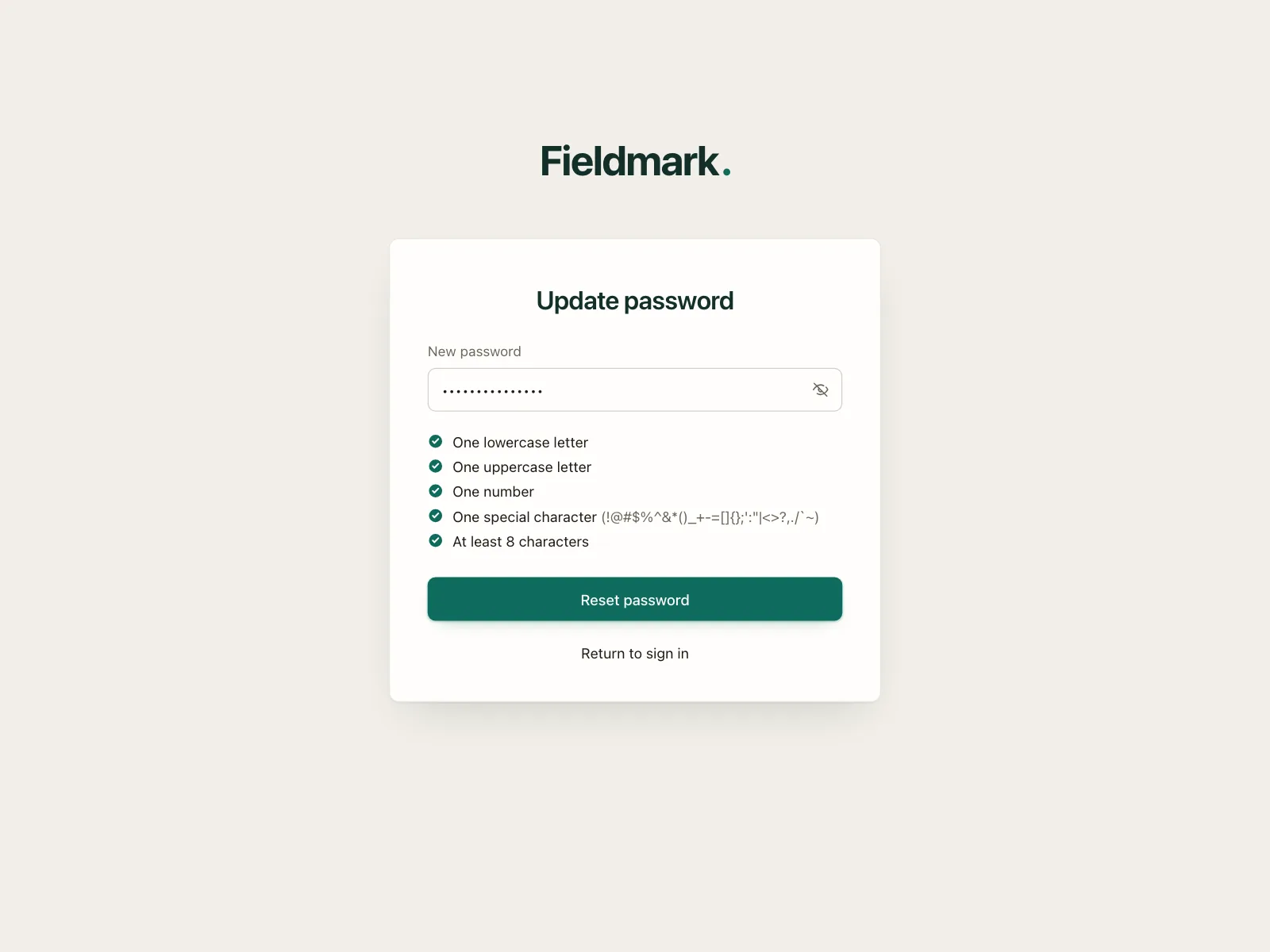 Reset password