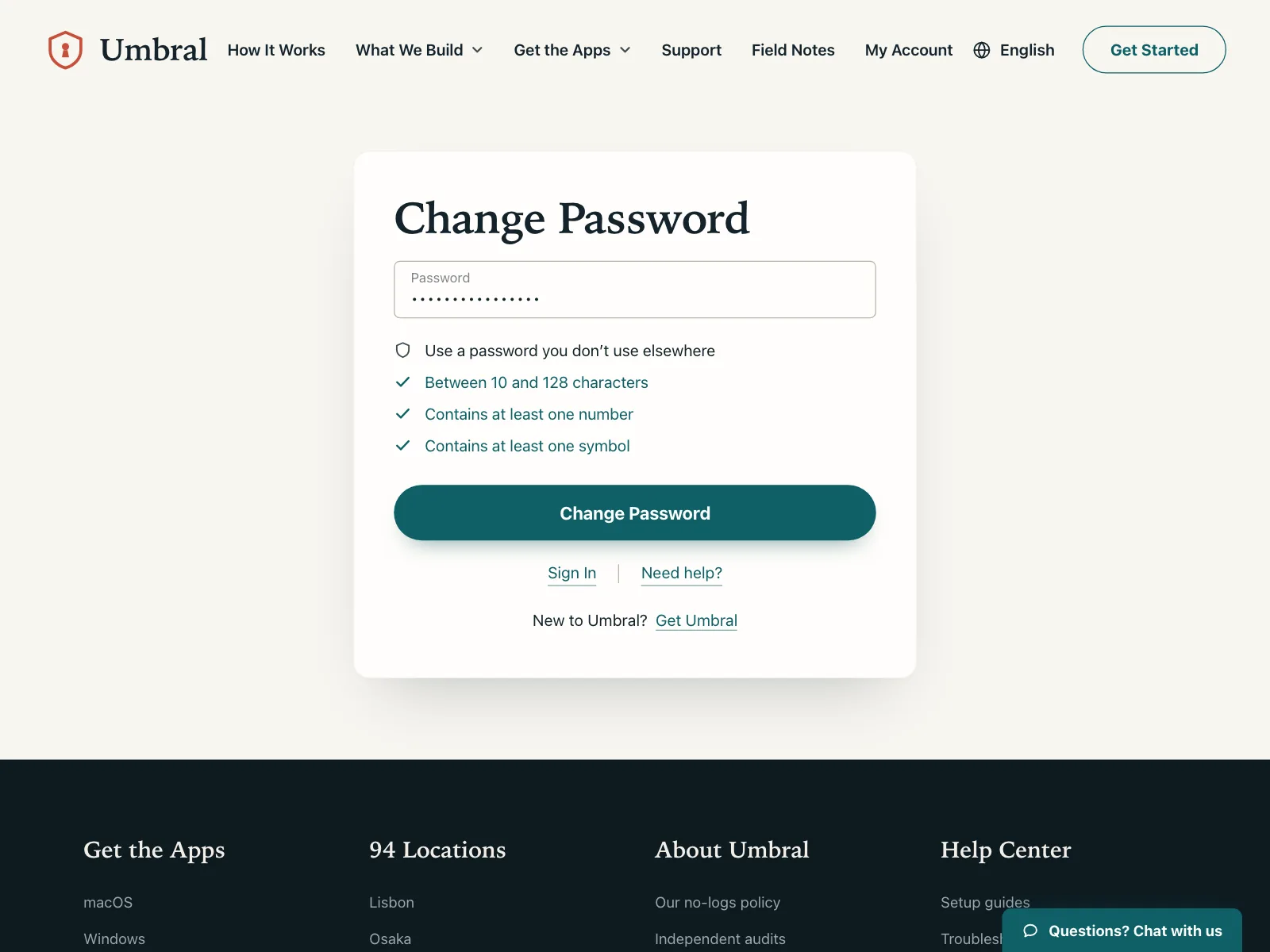 Reset password