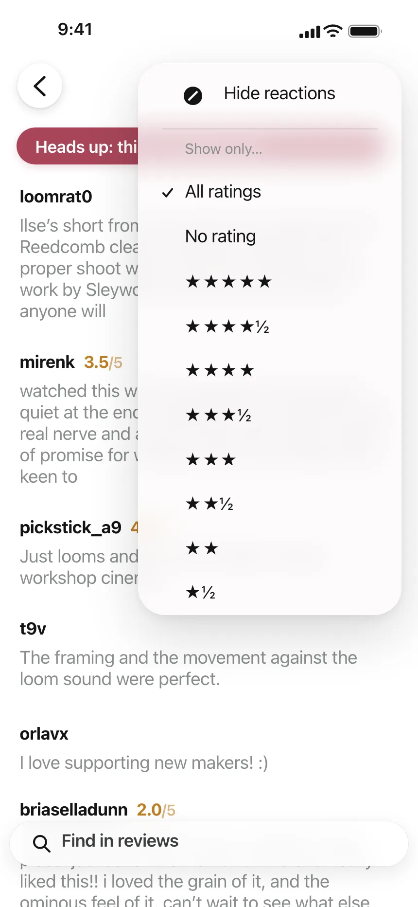Reviews & Ratings