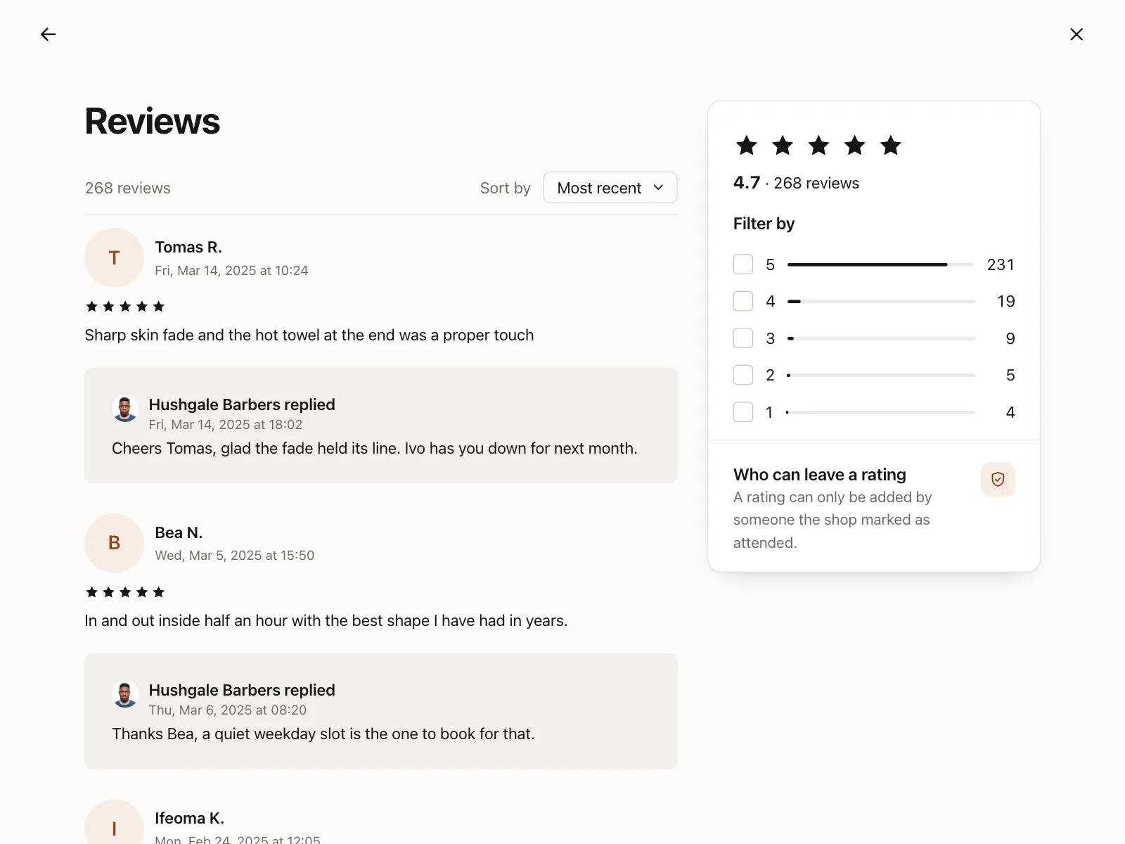 Reviews & Ratings