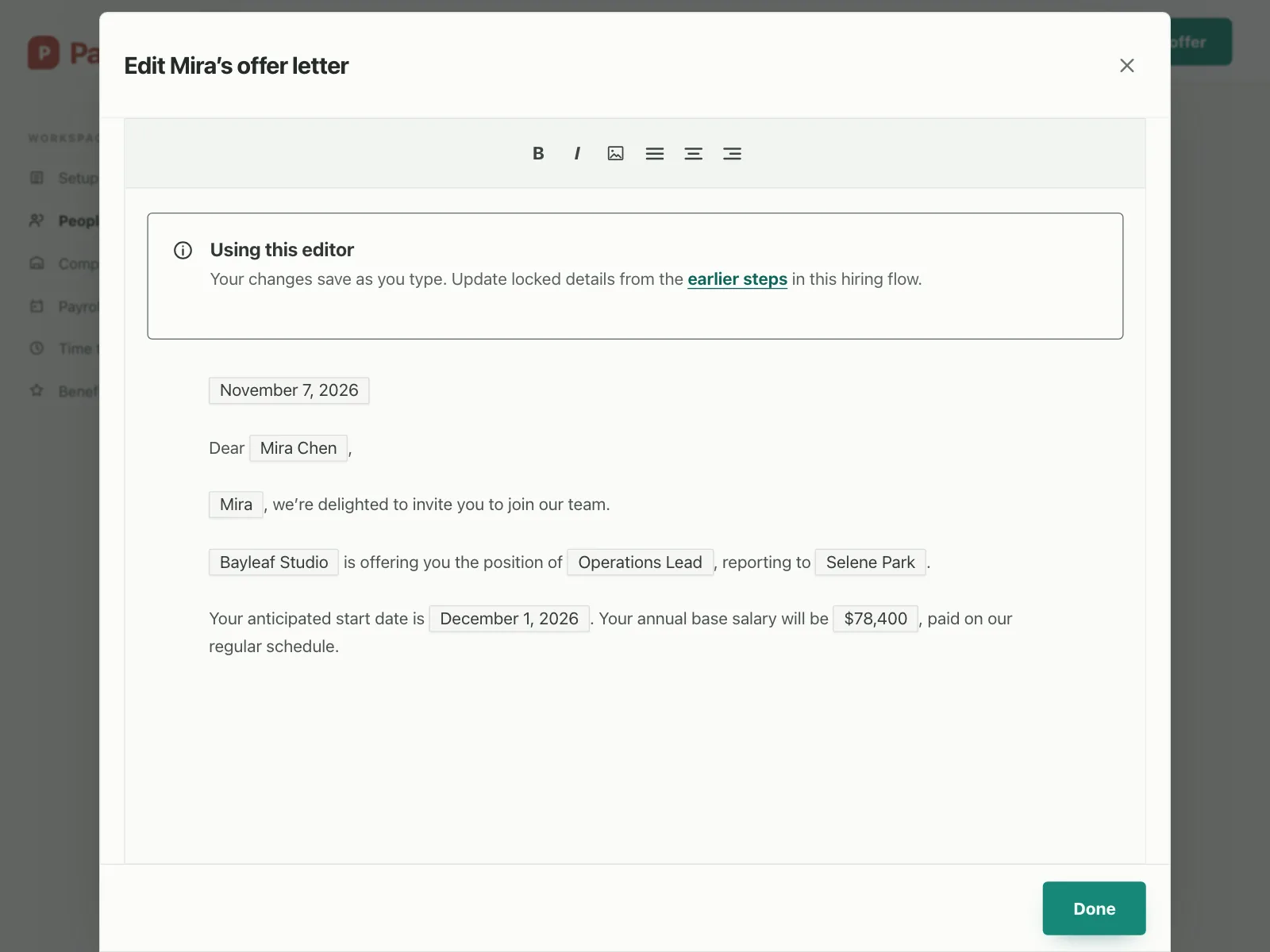 Rich text editor