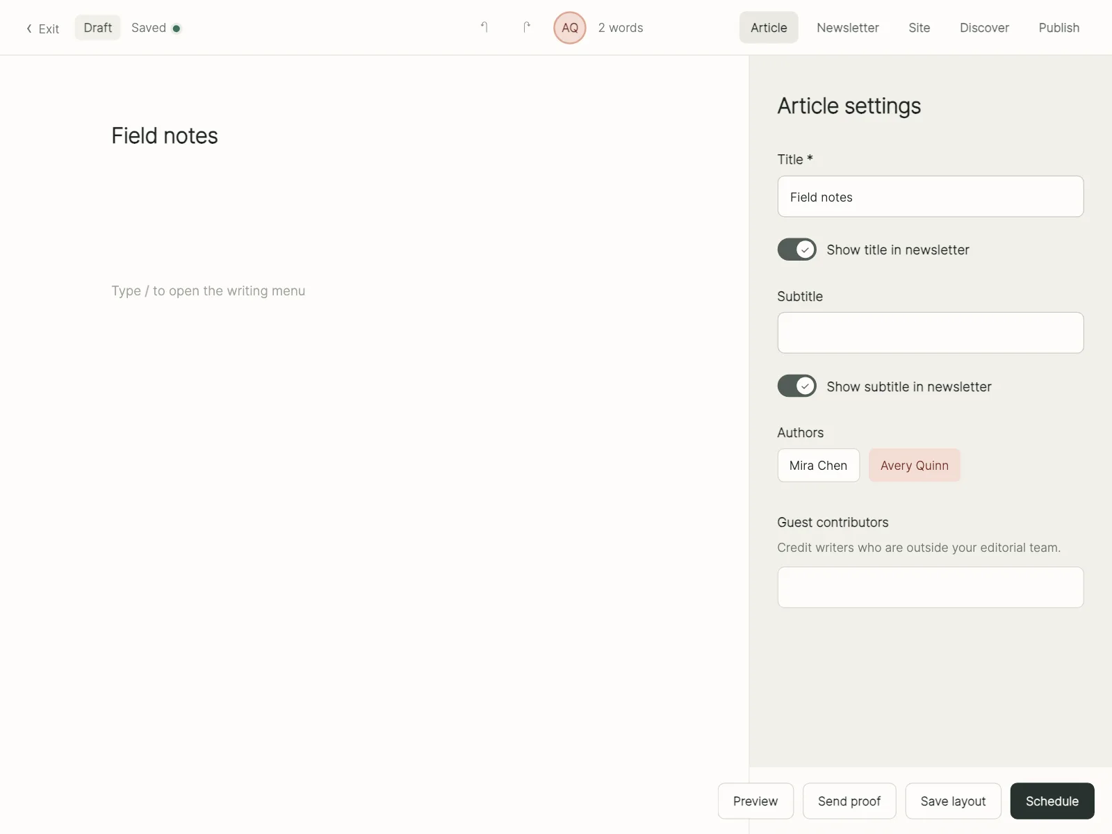 Rich text editor
