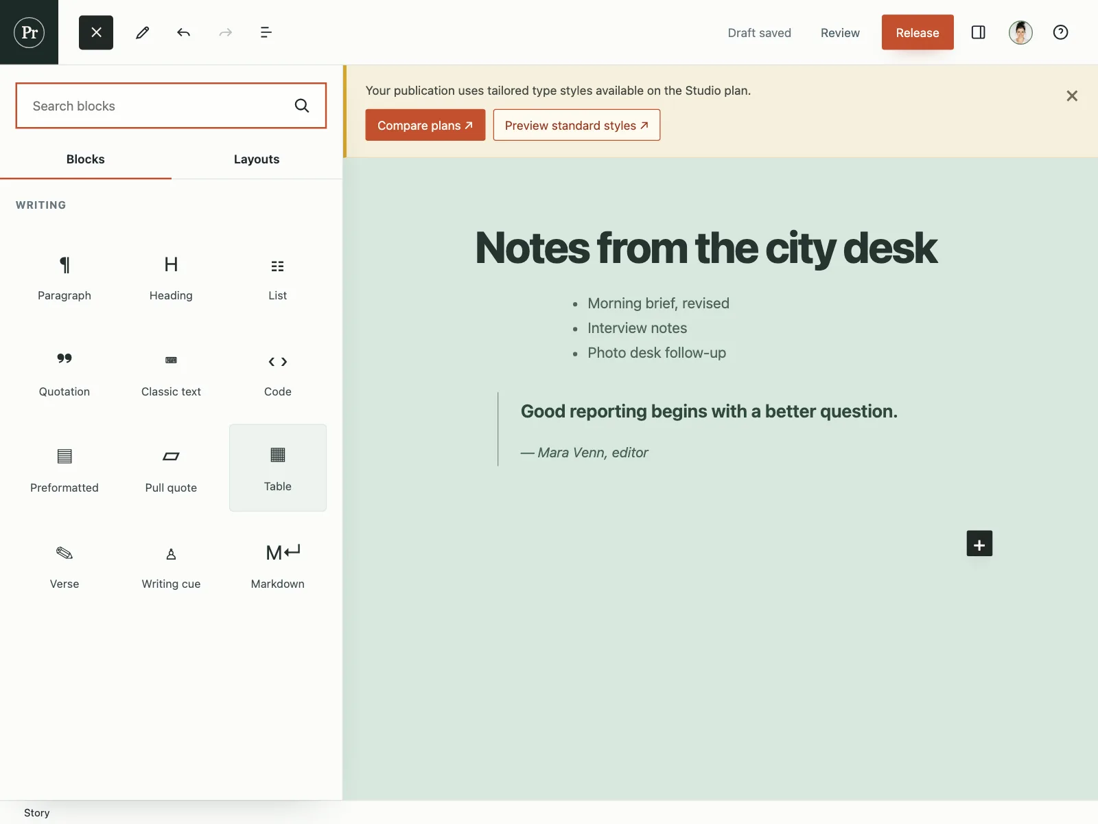 Rich text editor