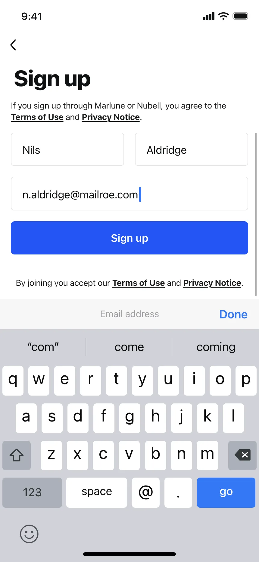 Sign up