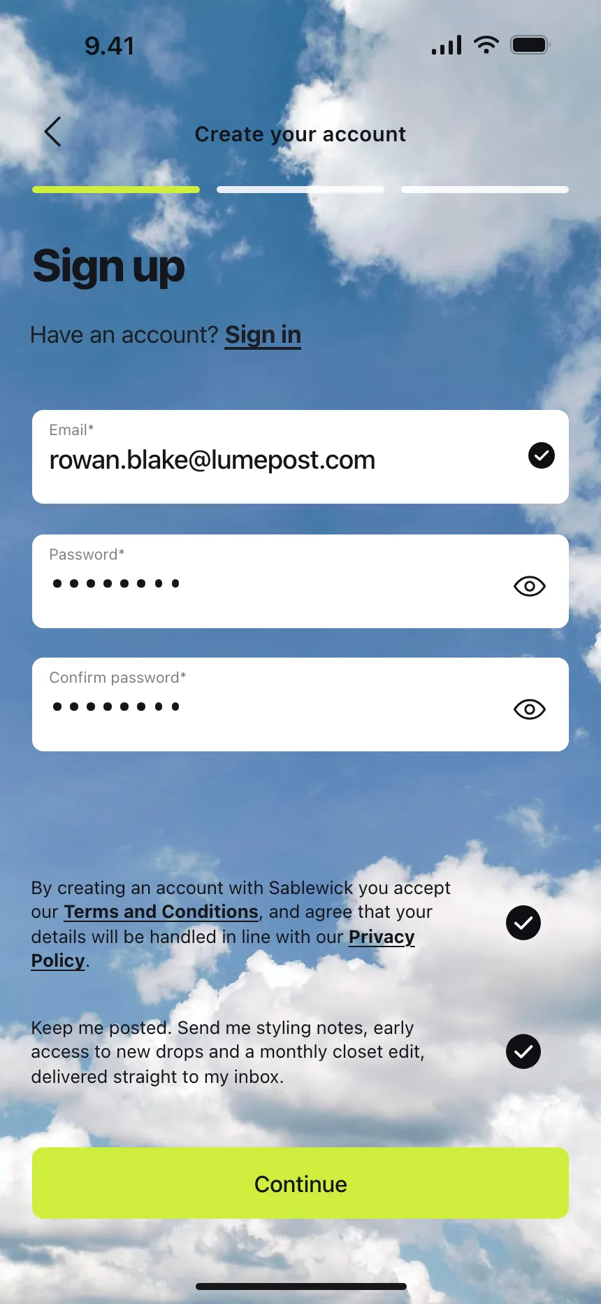 Sign up