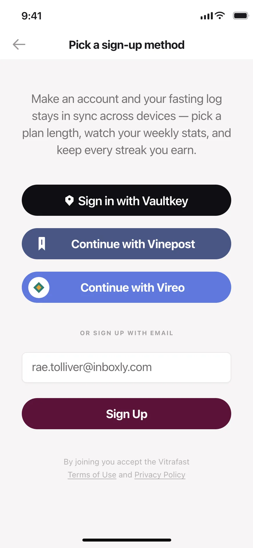Sign up