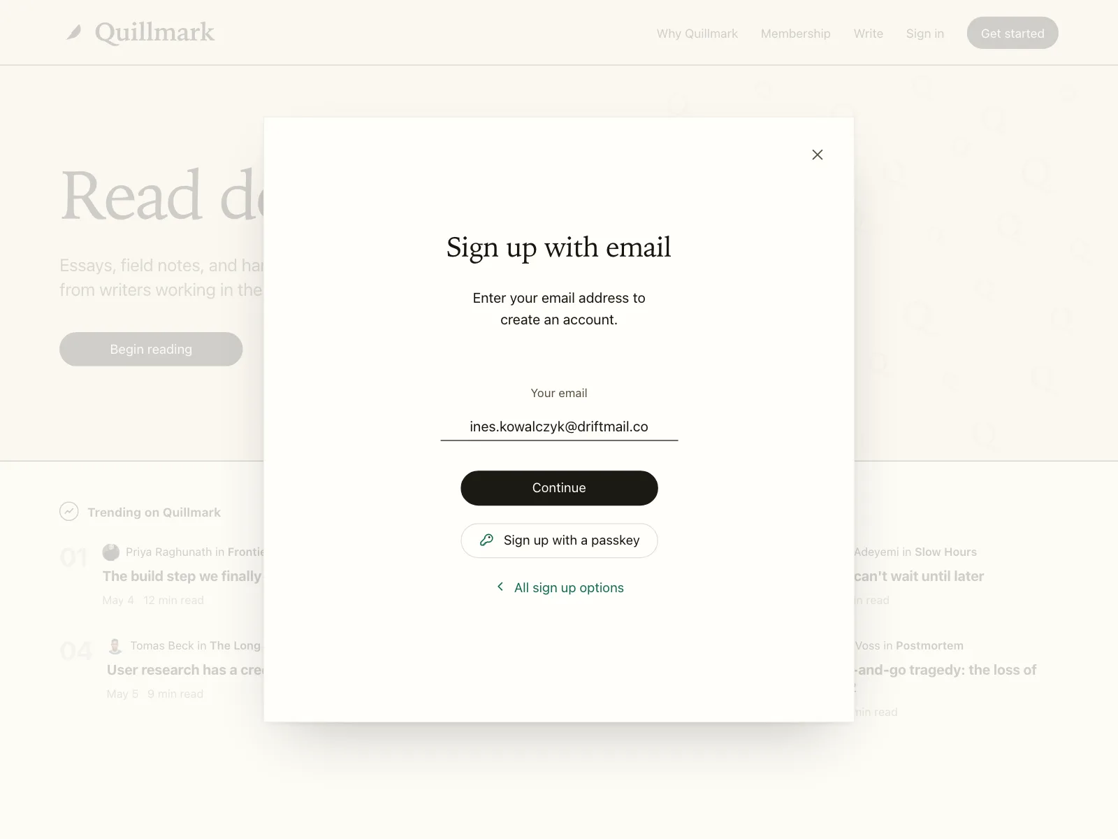 Sign up